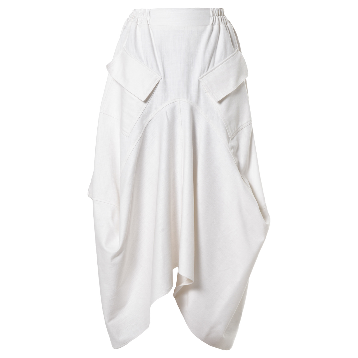 Women&rsquo;s Denim Asymmetrical Skirt In White | 4Xl | Metamorphoza