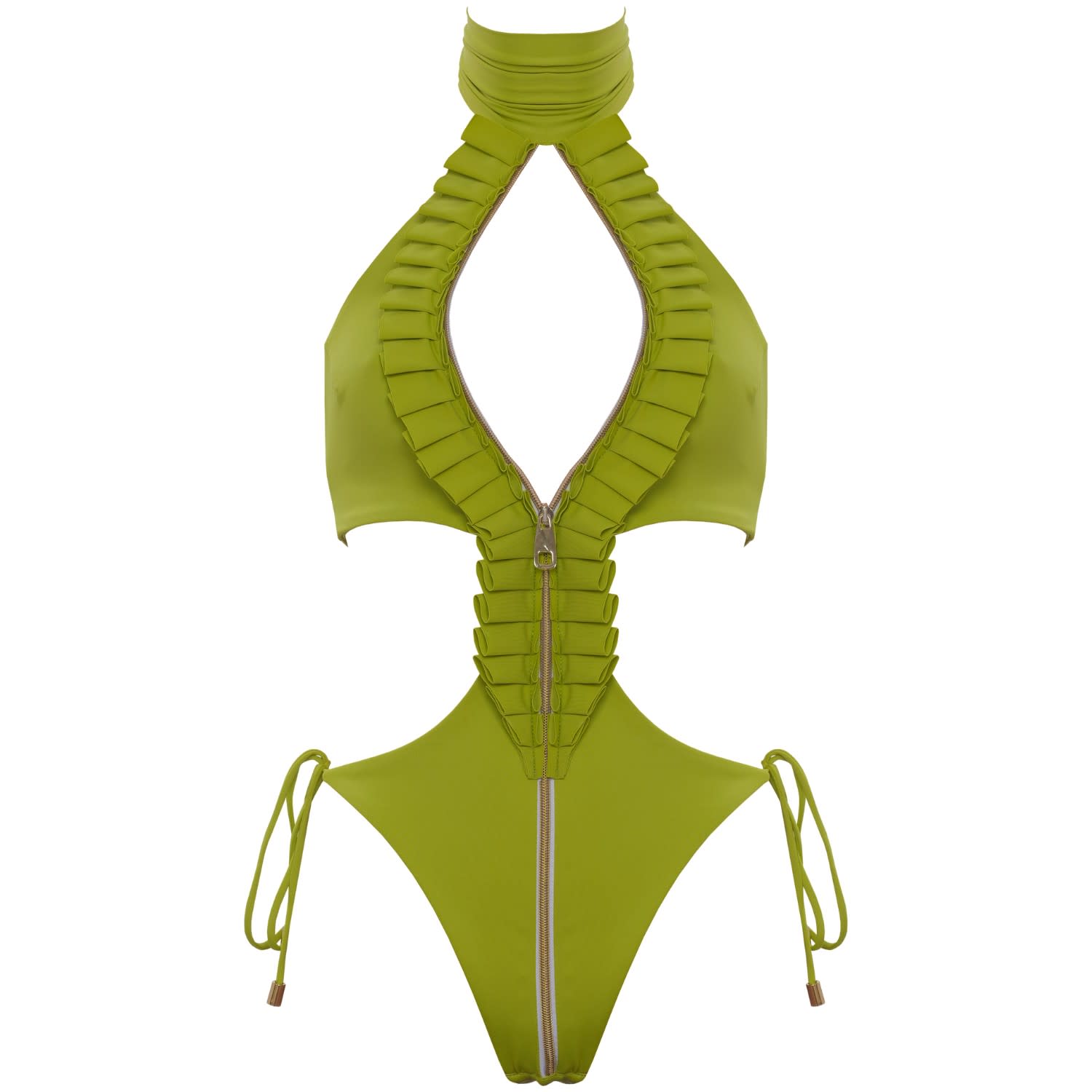 Ahmosy Cut-Out One-Piece Swimsuit With Ruffles And