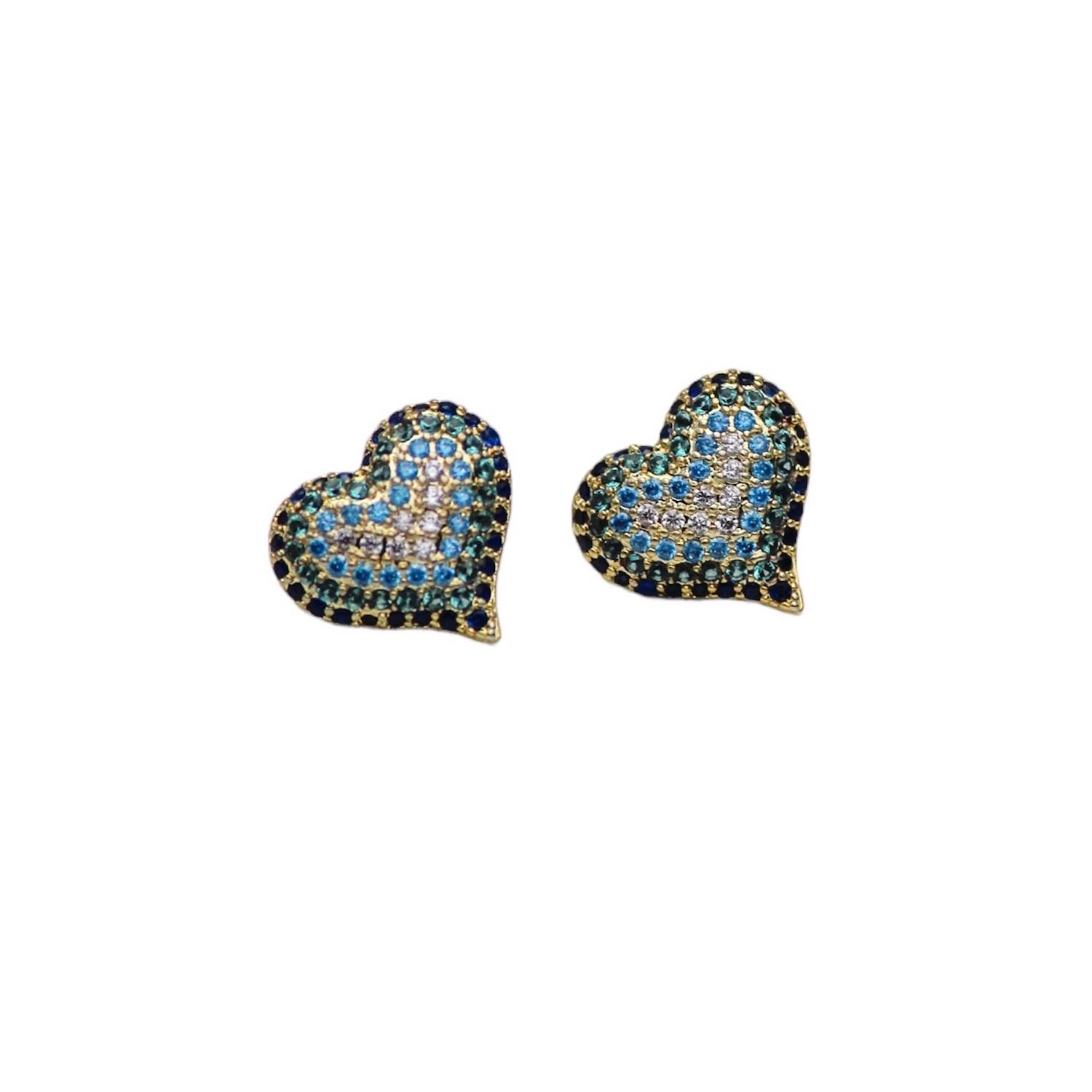 Women’s Queen Of Hearts Stud Earrings- Blue Native Gem