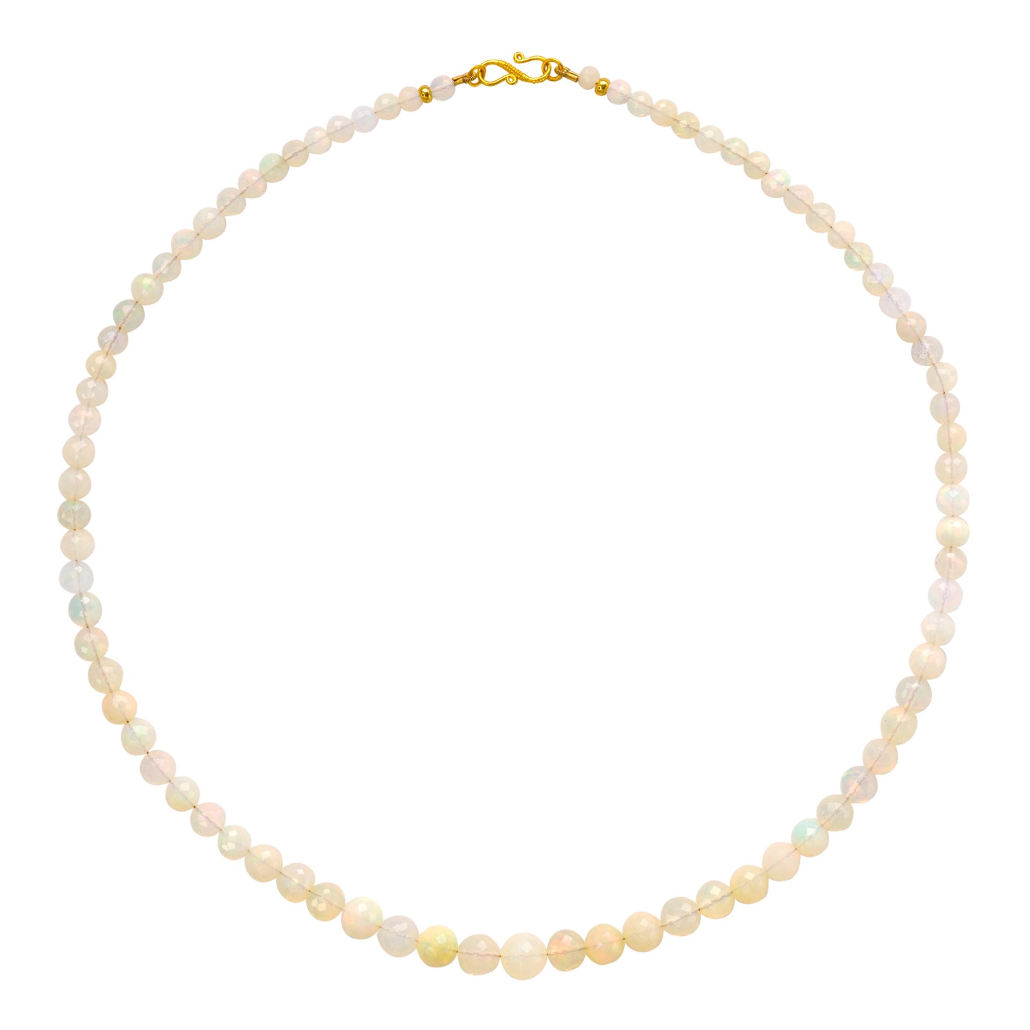 Women's Gold / White Ethiopian Opal Round Bead Necklace | Bombyx House