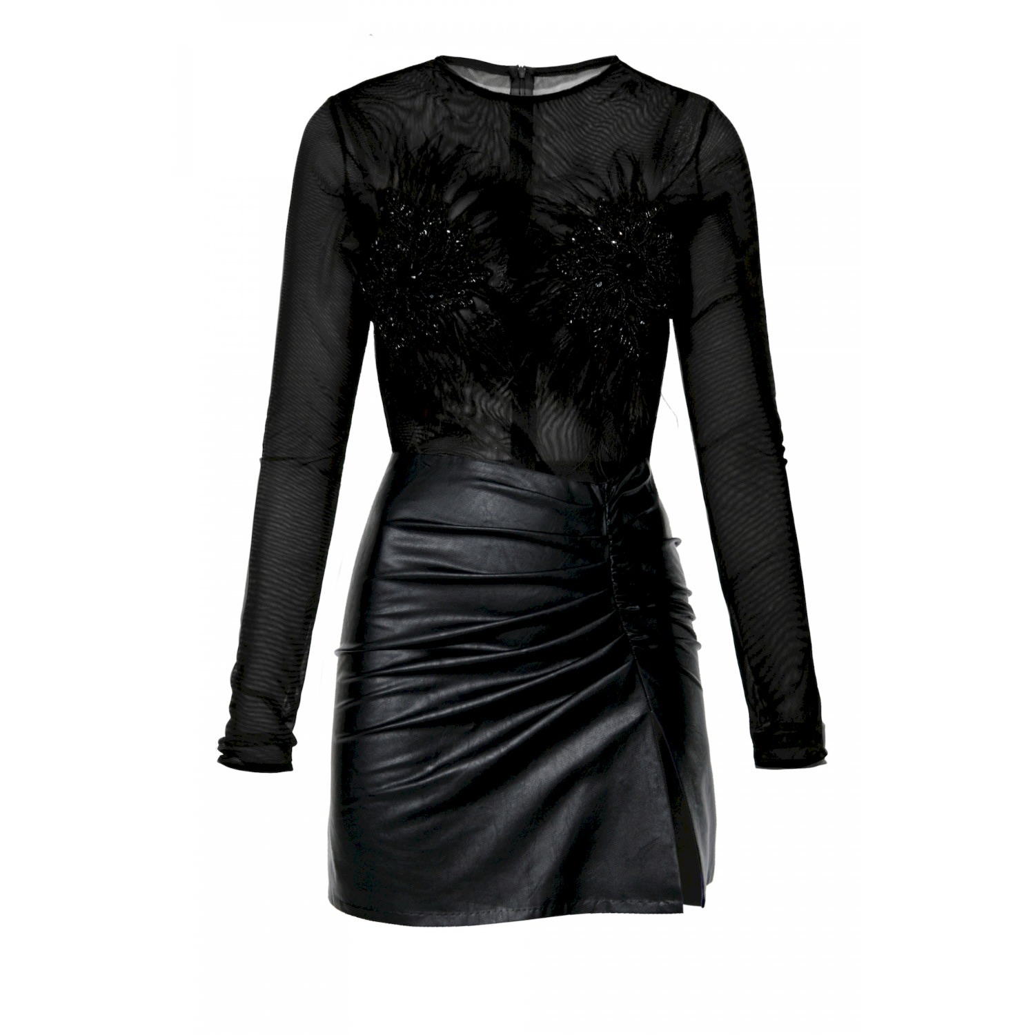 Aggi By Halewski Women's Tomira Black Mini Vegan Leather Party Dress In Black