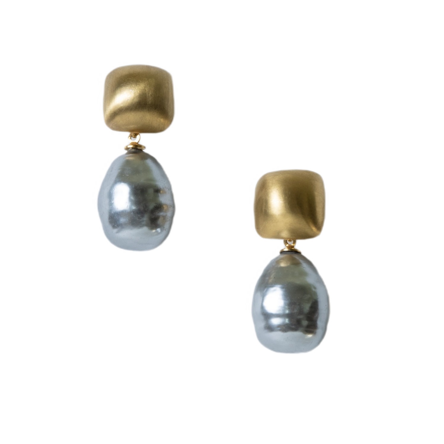 Women’s Silver Big Pearl Placket Earrings Golden Horn Jewellery