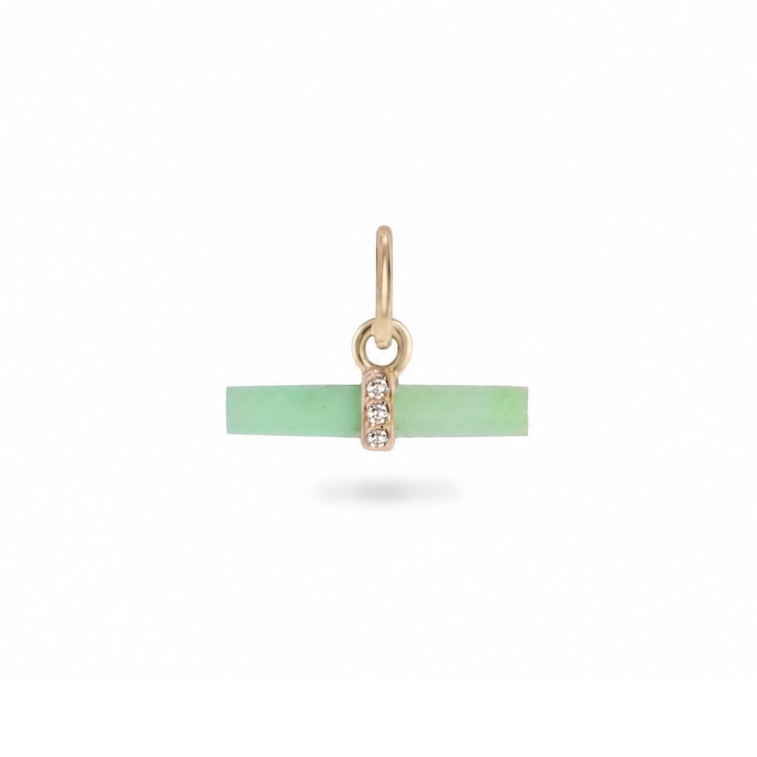 Zohreh Women's Green / Gold Chrysoprase T-bar Pendant 9k Gold In Green/gold