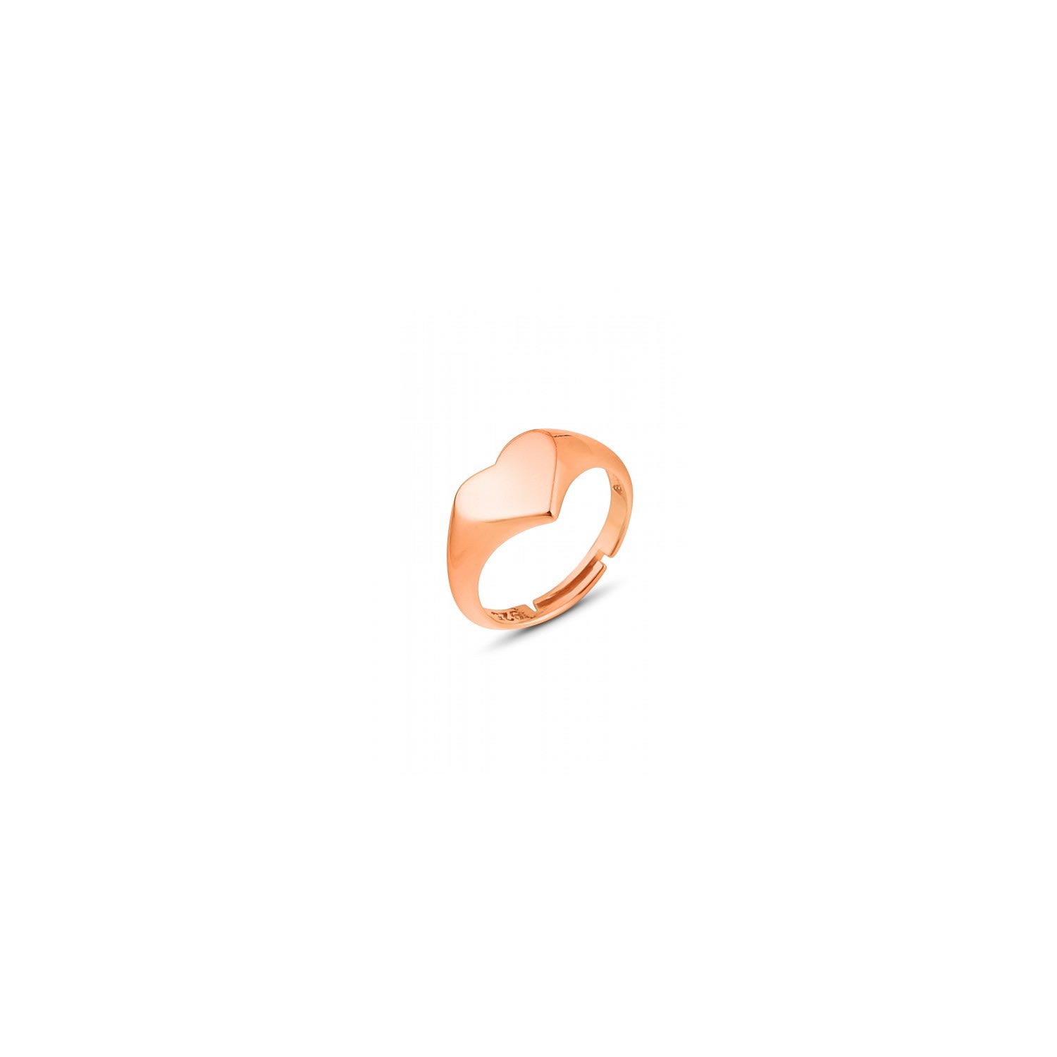 Women’s Sterling Silver Heart Love Signet Ring - Rose Gold Spero London