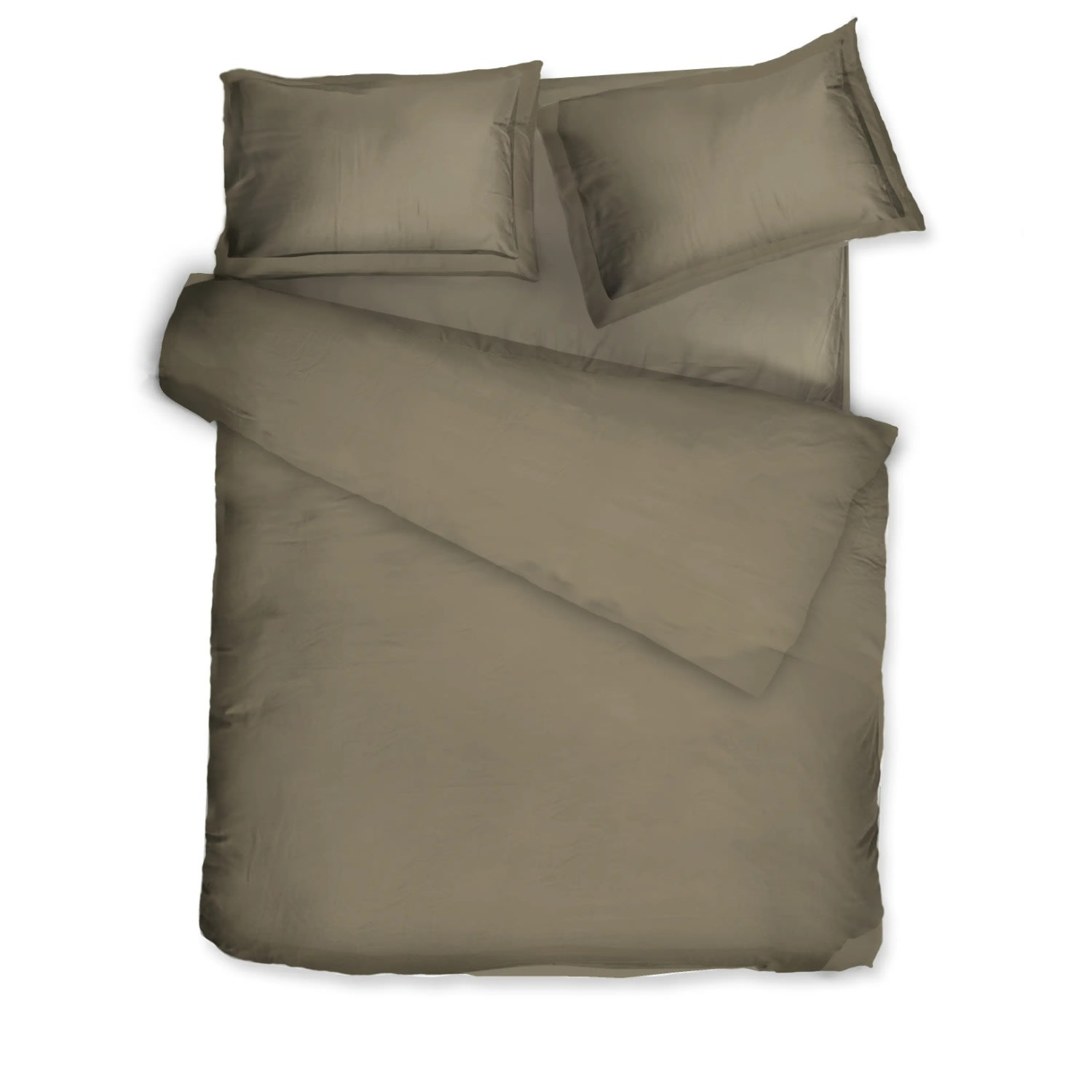 Decoflux Home Green / Brown Sateen Bed Linen Set Solid Khaki Us King, Uk Super King In Multi