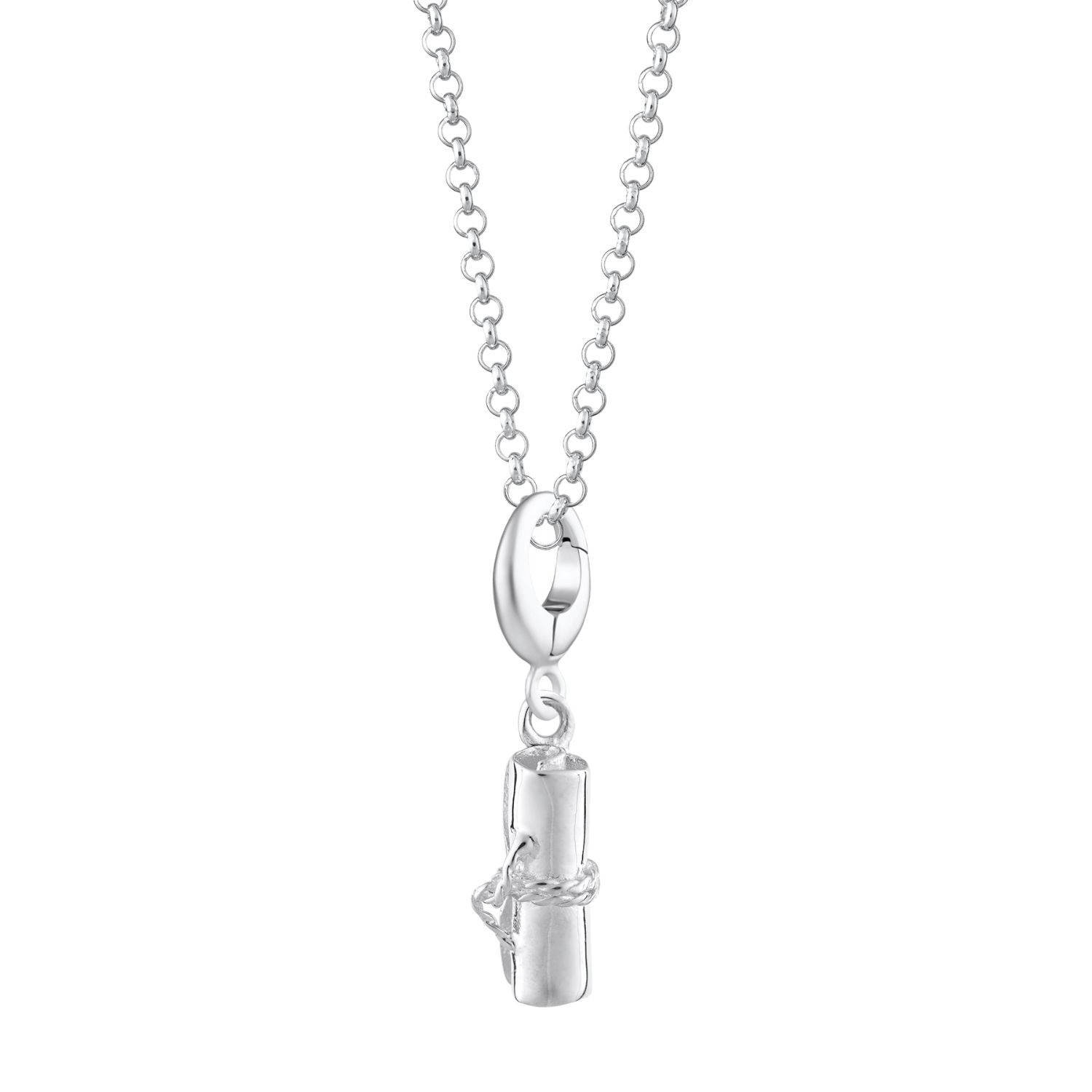 Women’s Sterling Silver Scroll Graduation Charm Necklace | Lily Charmed