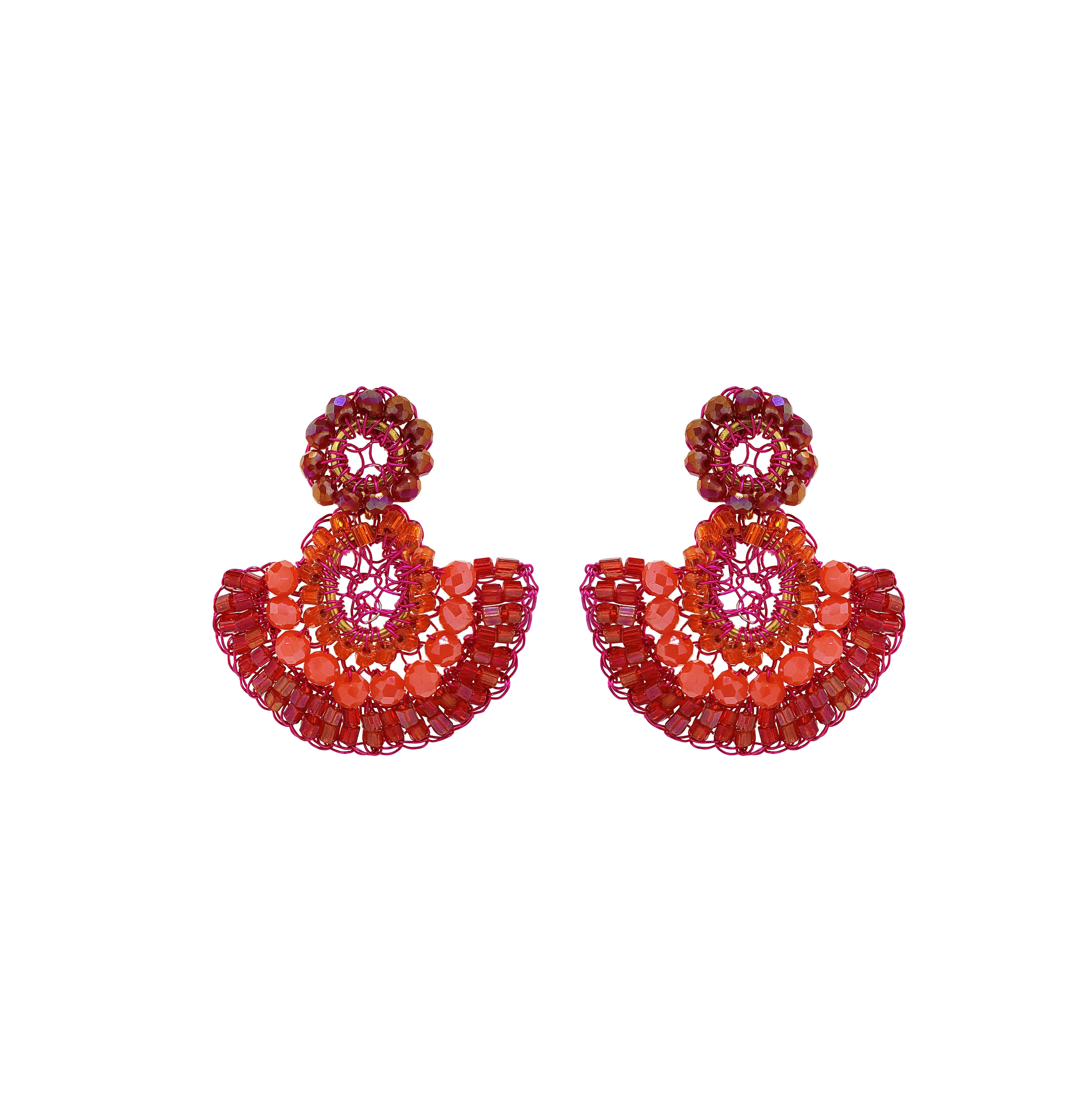 Lavish By Tricia Milaneze Women's Pink / Purple / Yellow Neon Fuchsia Mix Althea Mini Dangle Handmade Earrings