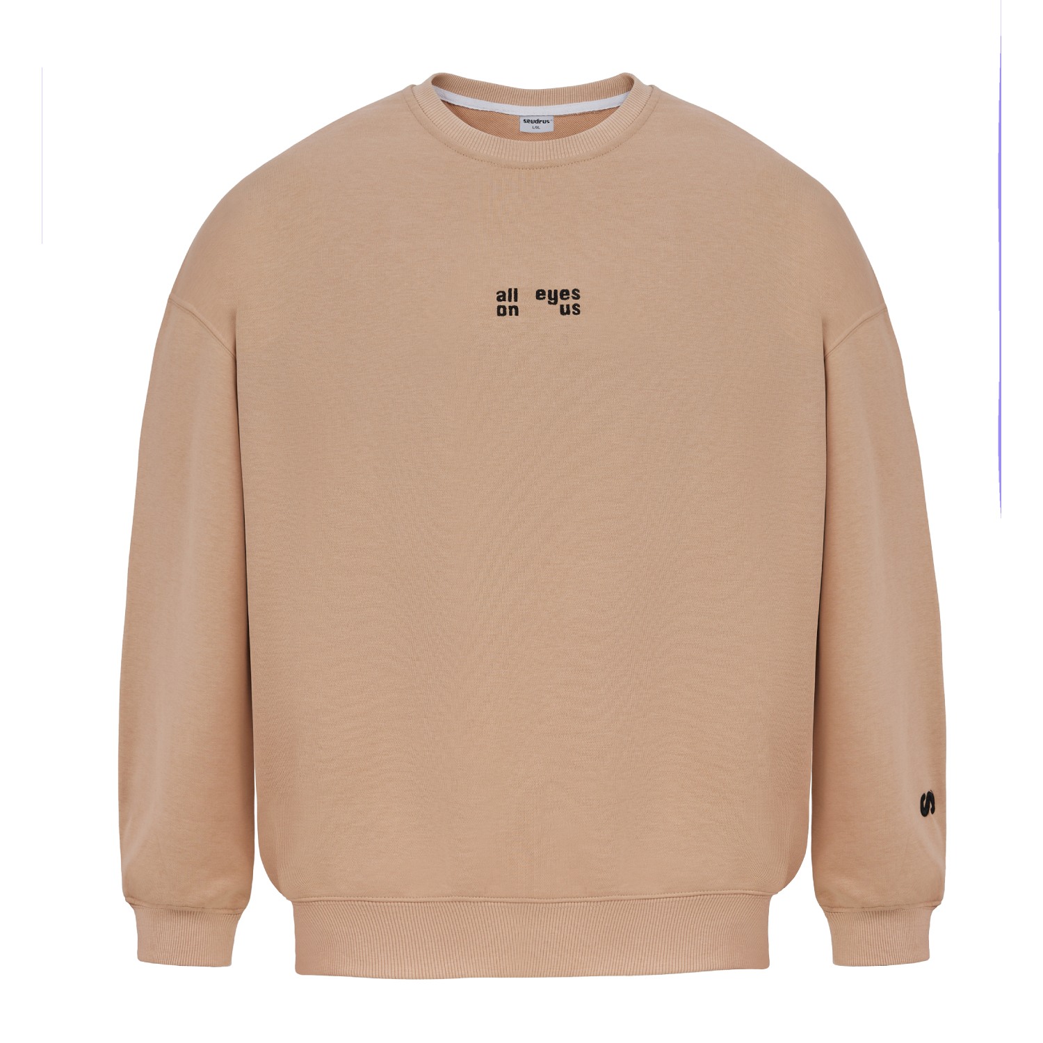Sevdrus Women's White / Neutrals Unisex All Eyes On Us Embroidered Nude Sweatshirt In White