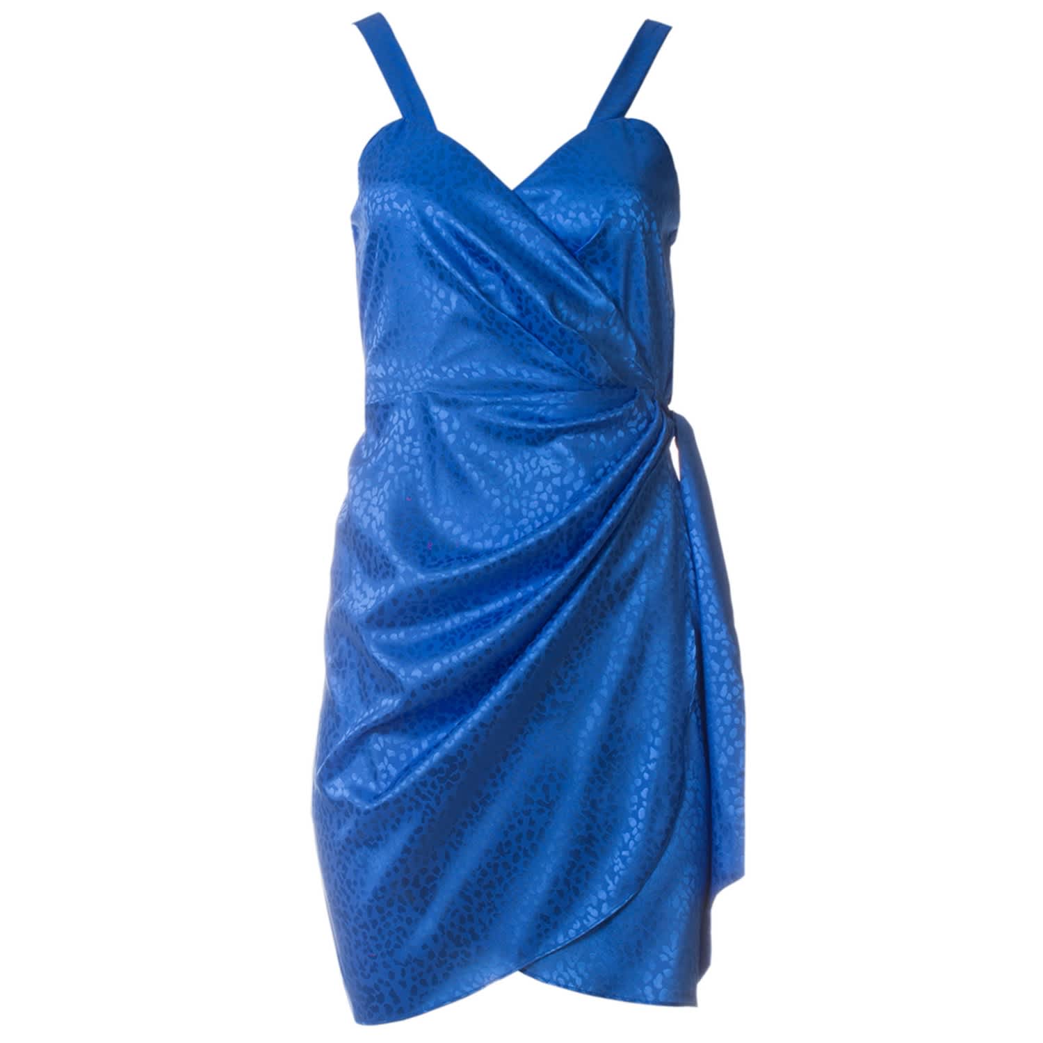 red and blue wrap dress