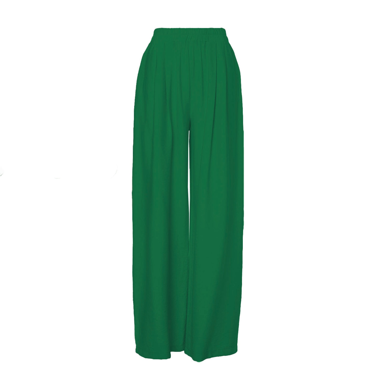 Bluzat Women's Green Linen Wide Leg Trousers In Green