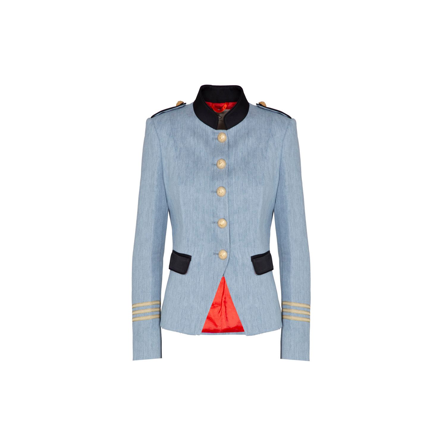 The Extreme Collection Women's Light Blue Military-style Jacket With Gold Buttons Giovanna In Blue