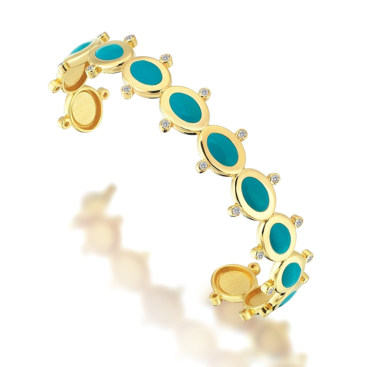 Women’s Blue Esma Cuff Bracelet In Sterling Silver With Gold Plated Turquoise Odda75