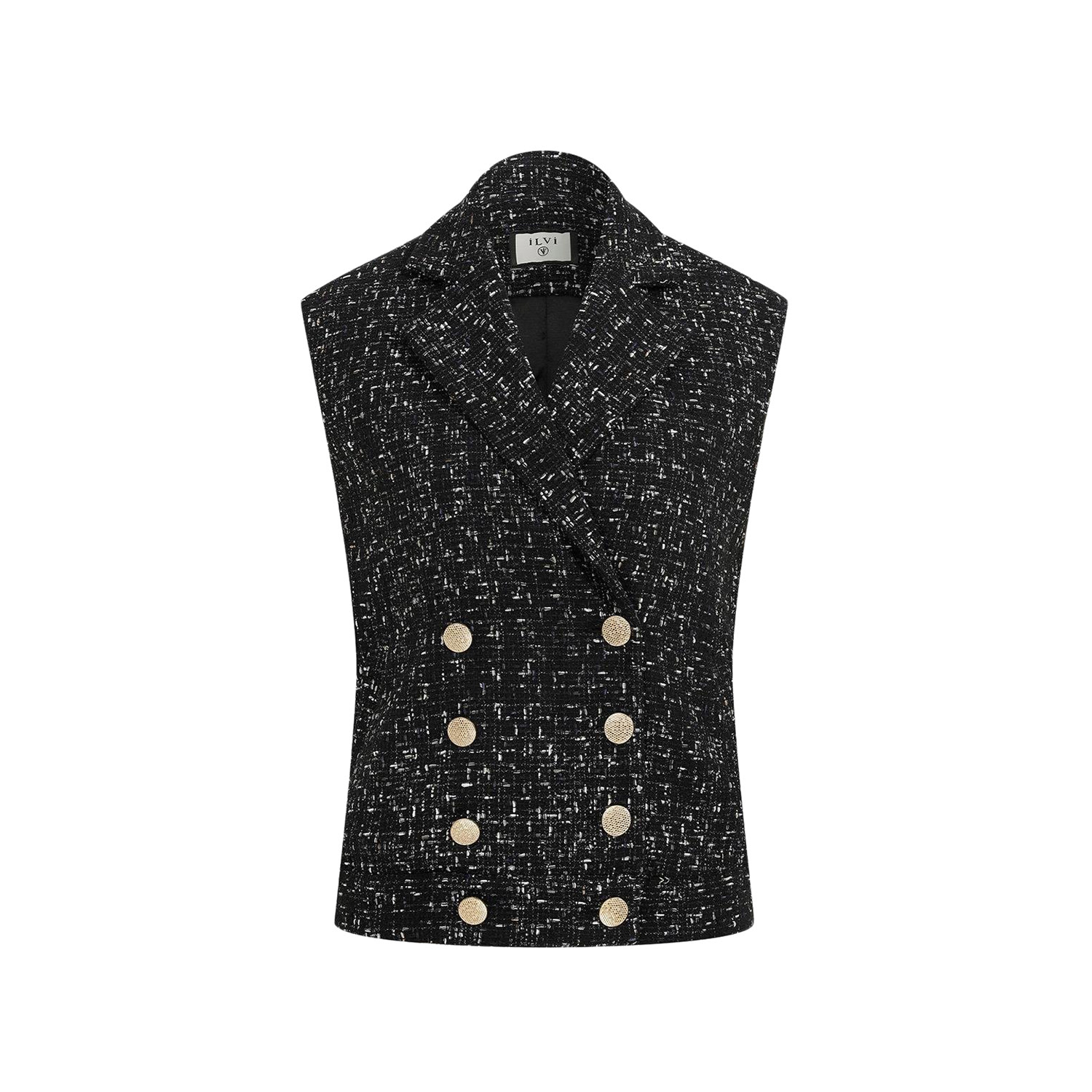 Ilvi Black / White Howe Black-white Women's Tweed Vest In Black/white