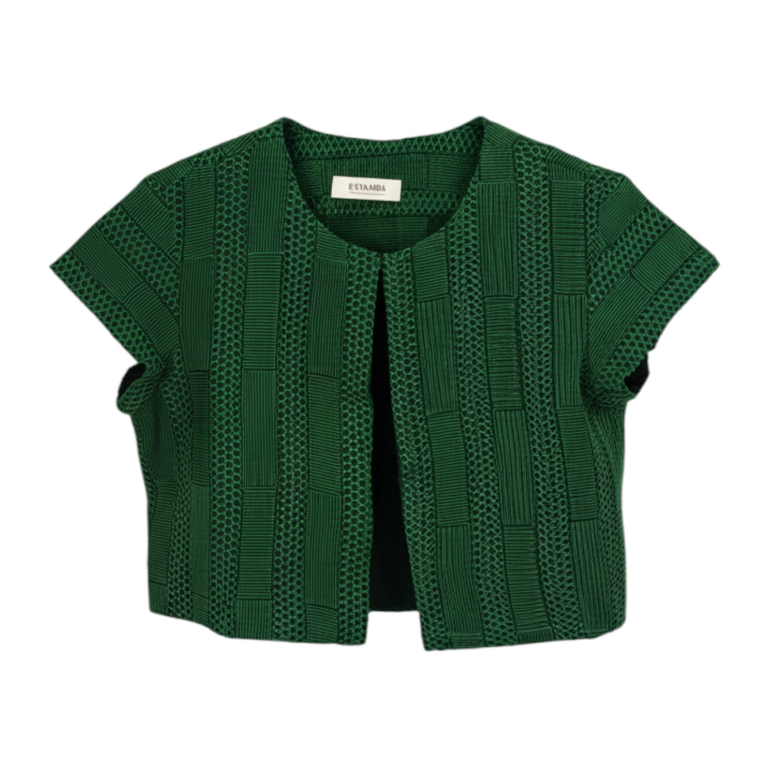 Stovaria Women's Green Pure Silk Cropped Coat With Self Thread Embroidery - Bolero Statement Jacket