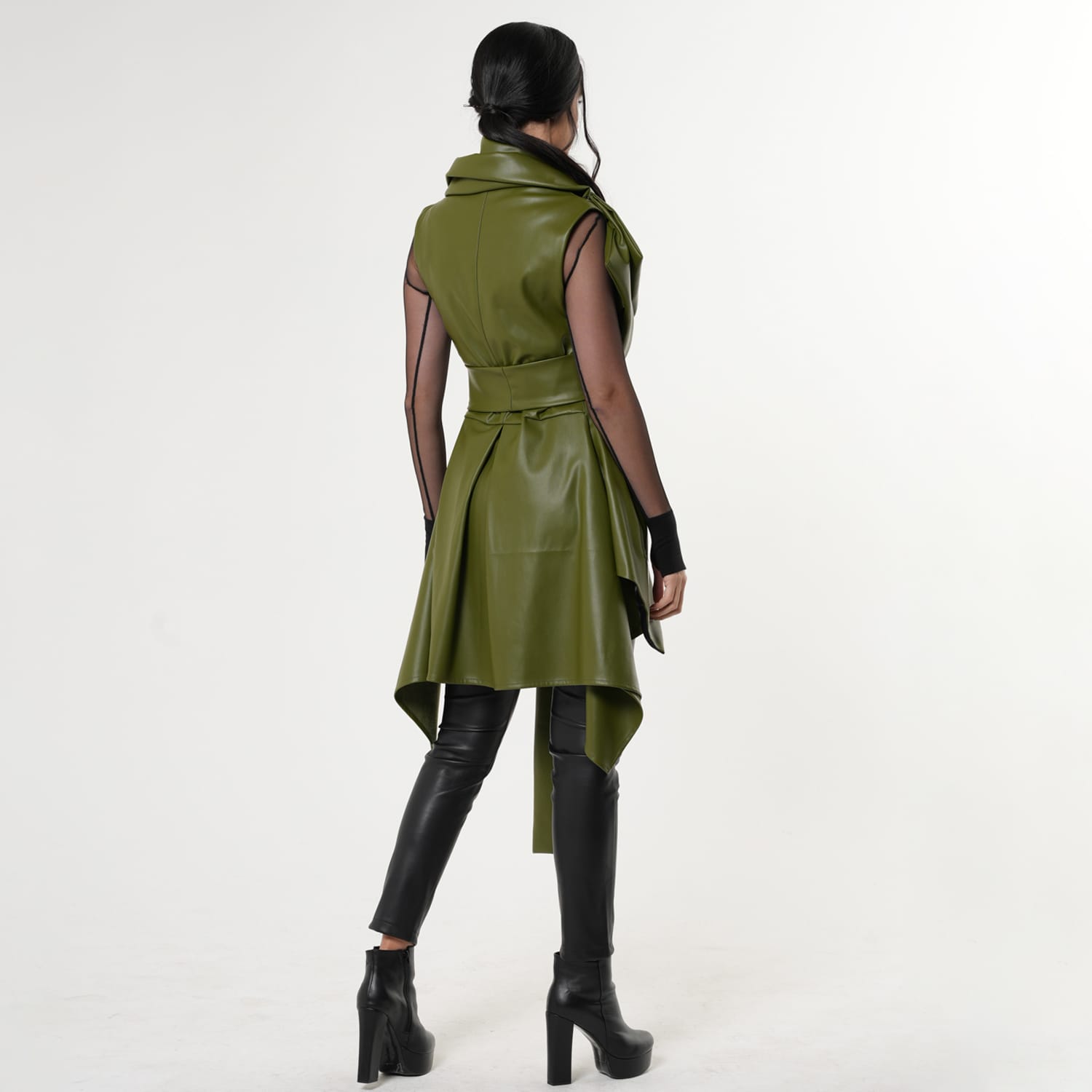 Vegan Leather Shoulder Vest Belt *NEW* Vegan Leather Vest Coat - Black main image 3