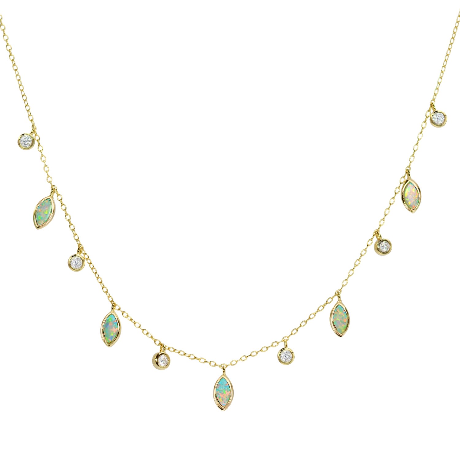 Kamaria Drops Of Spring Necklace With Lab-grown Opal In 14k Gold Plated Sterling Silver In Multi