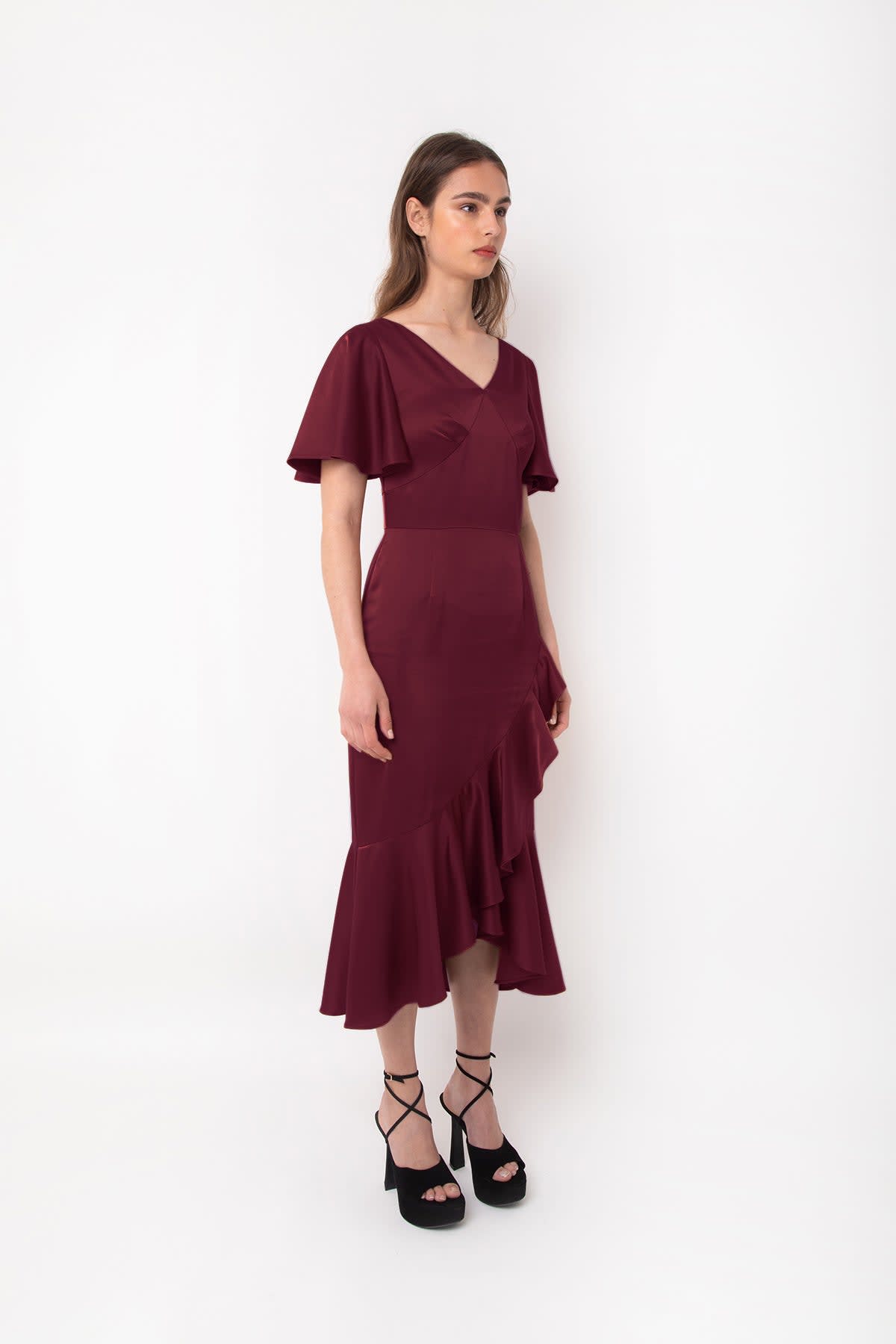 Oasis amy dress clearance burgundy