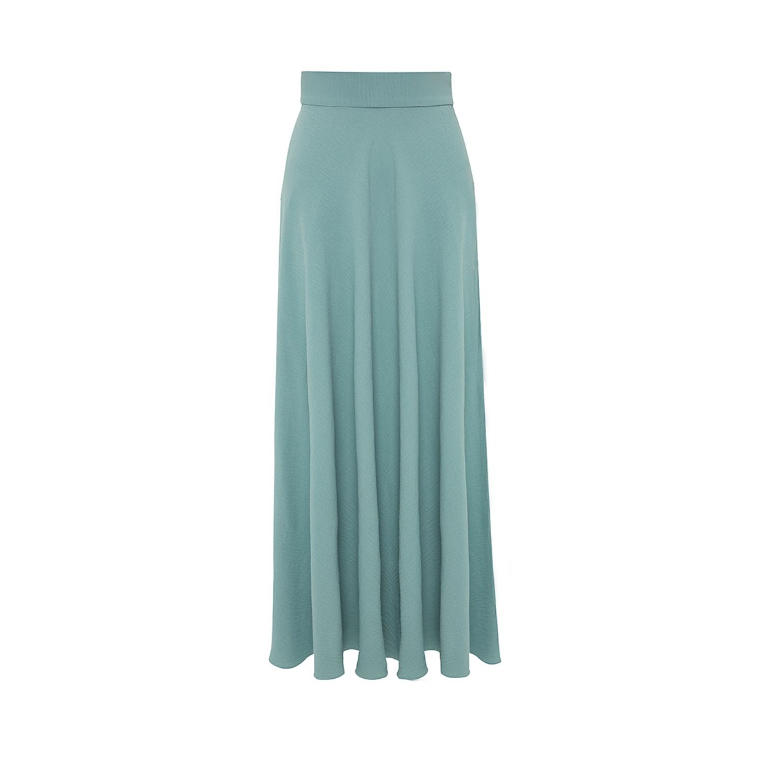 Azzalia Women's Green Flowy Crepe Maxi Skirt In Jade