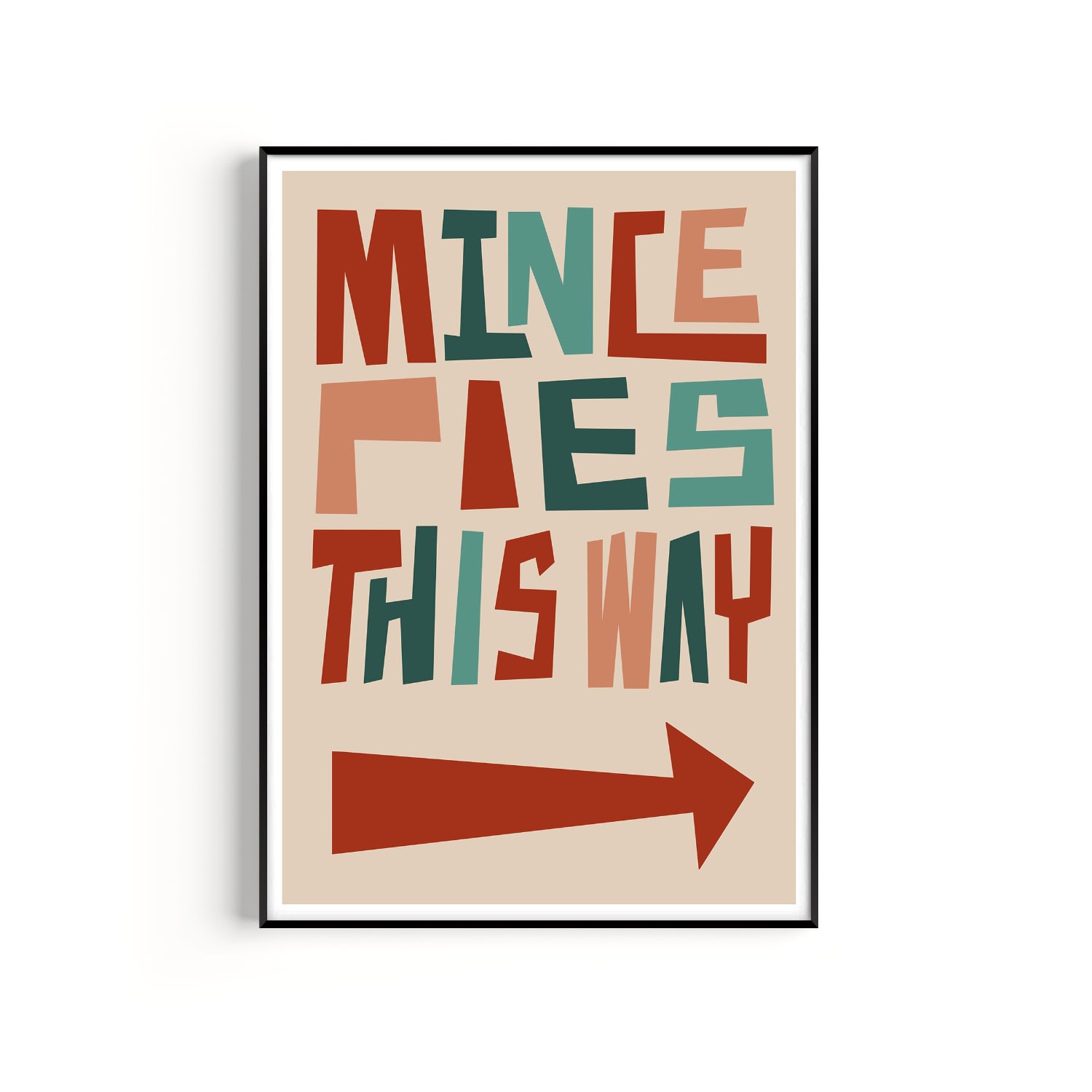 Natalie Cass Art Mince Pies This Way Christmas Art Print - A3