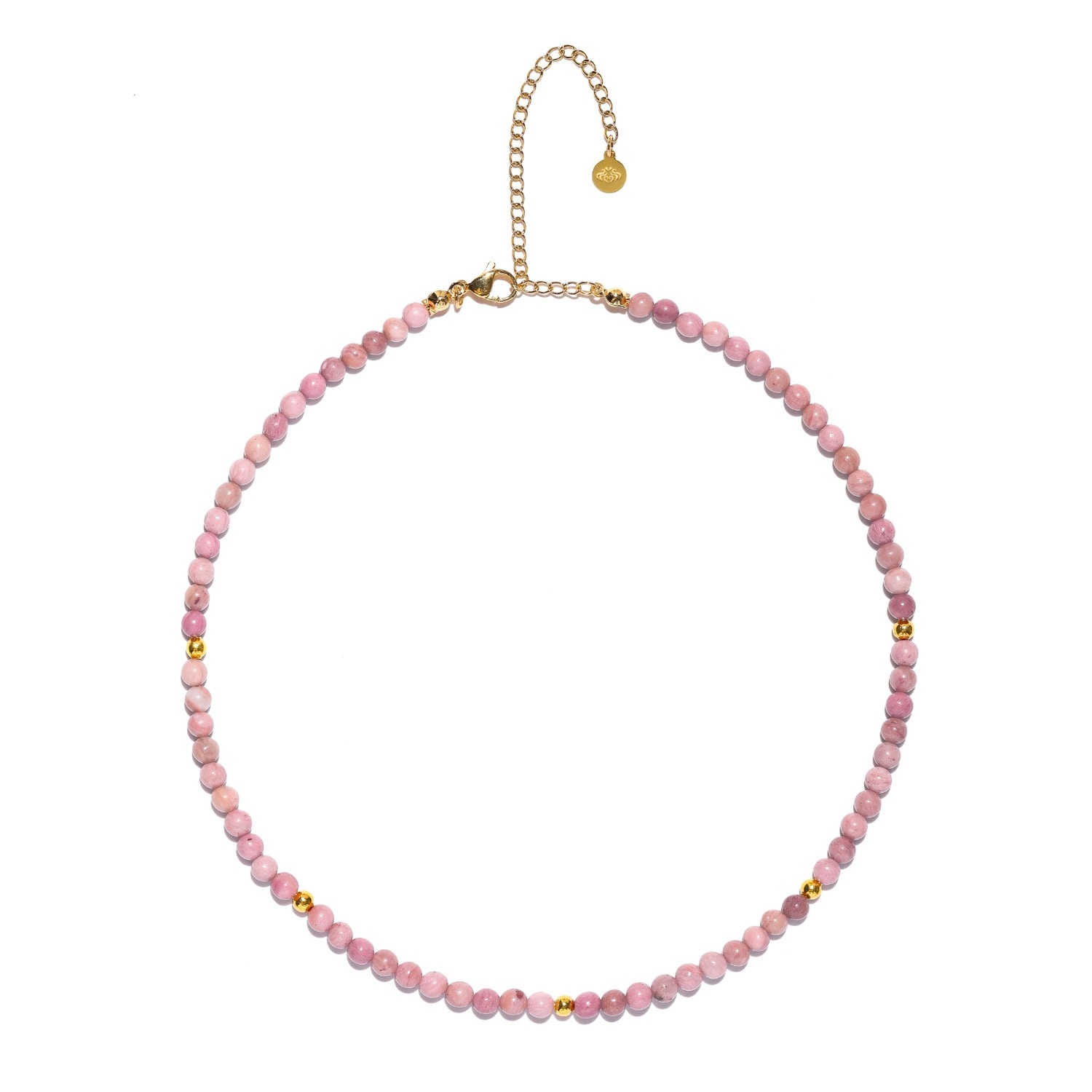 Seven Saints Women's Pink / Gold Rhodochrosite Choker Necklace, Heart Opening And Heavenly Love, Adjustable In Multi
