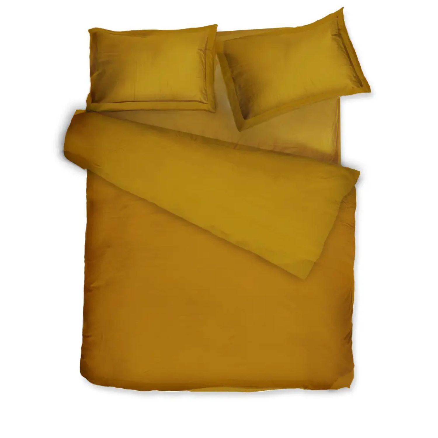 Decoflux Home Yellow Cotton Bedding Set Antique Gold Uk King, Us Queen