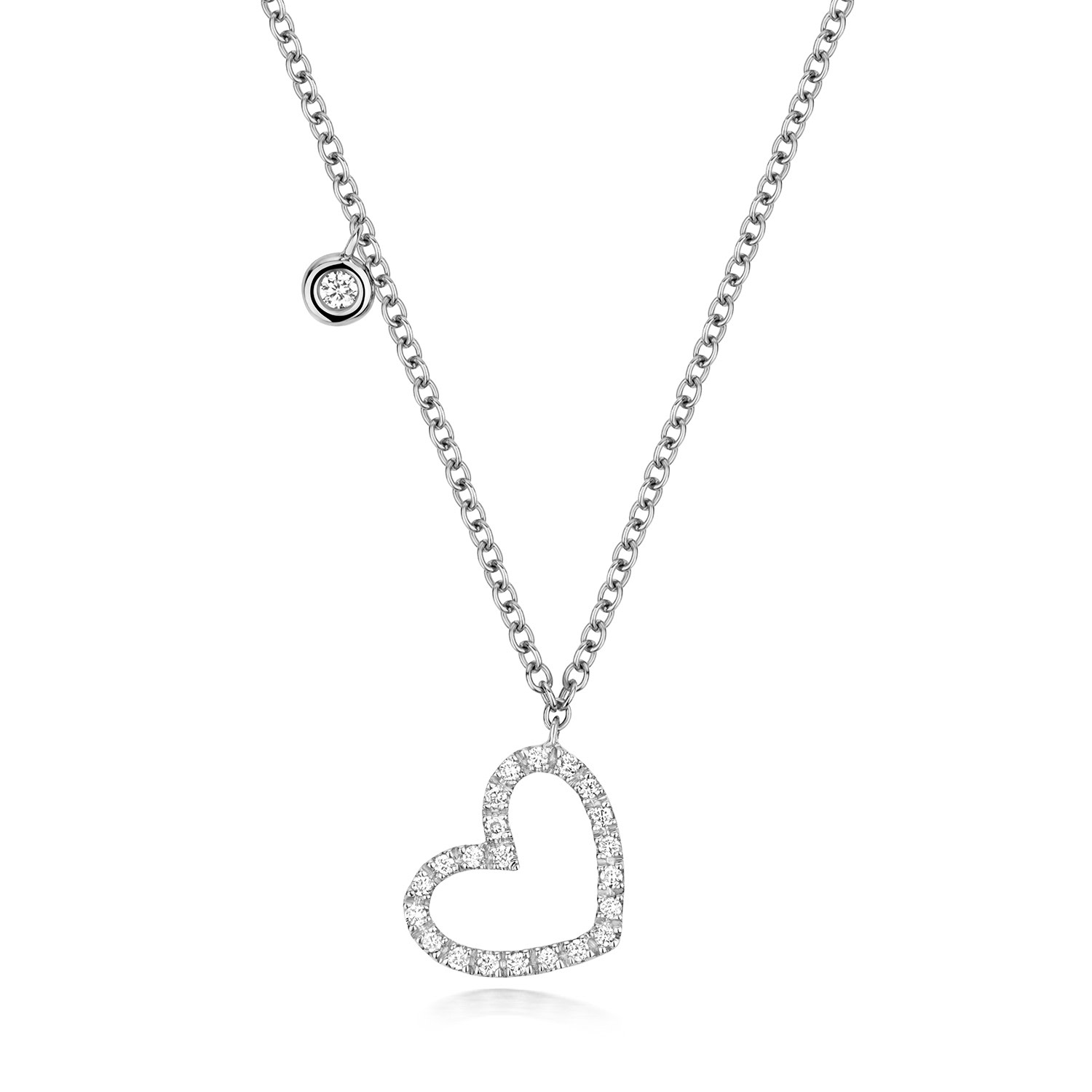 Women’s White / Silver White Gold Diamond Heart Necklace Solitaire Charm Cervin Blanc