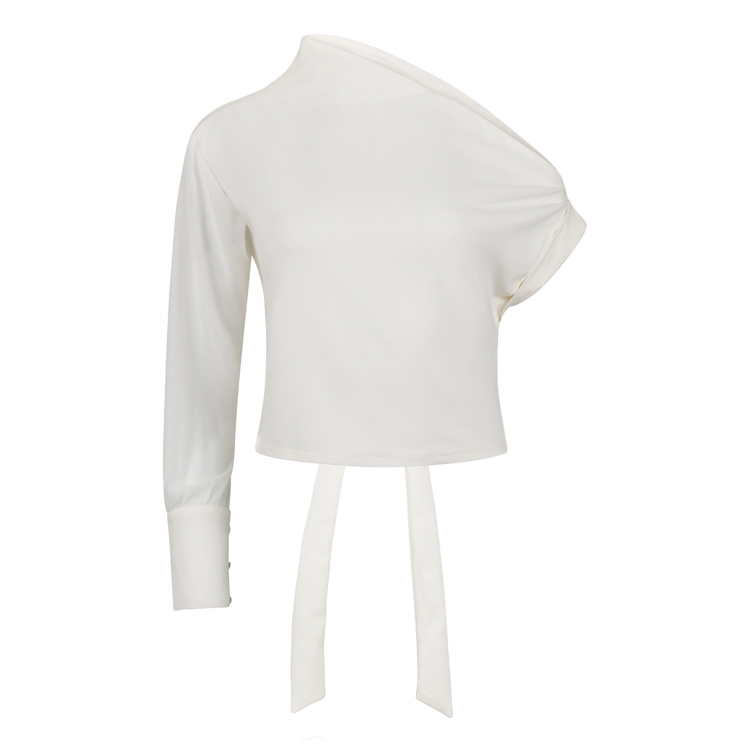 Boutique Kaotique Women's One The Shoulder White Shirt. In White