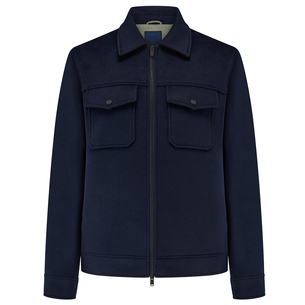 Steele Wool Blend Zip Front Short Jacket - Navy | Guards London