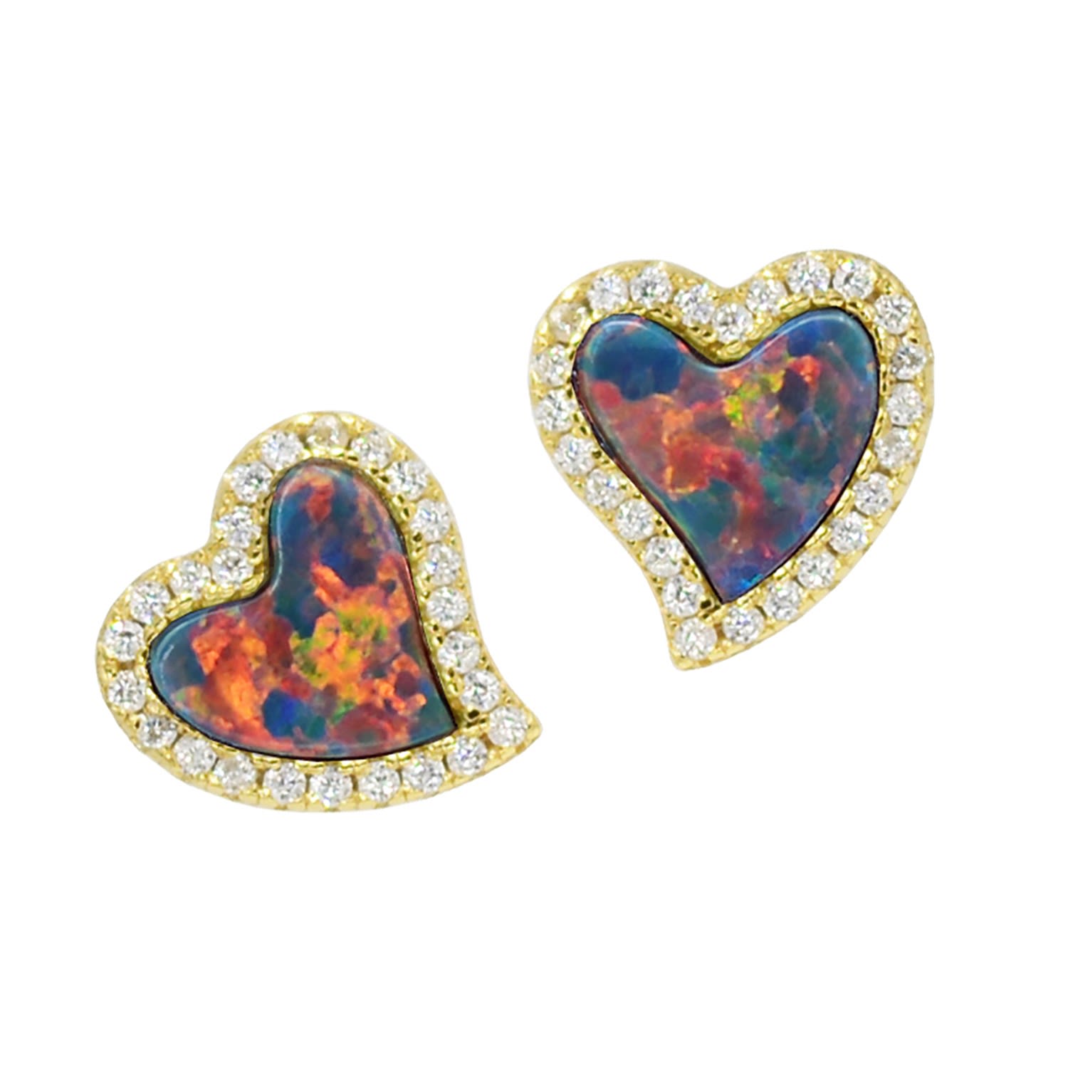 Kamaria Women's Amore Heart Stud Earrings - Black In Gold