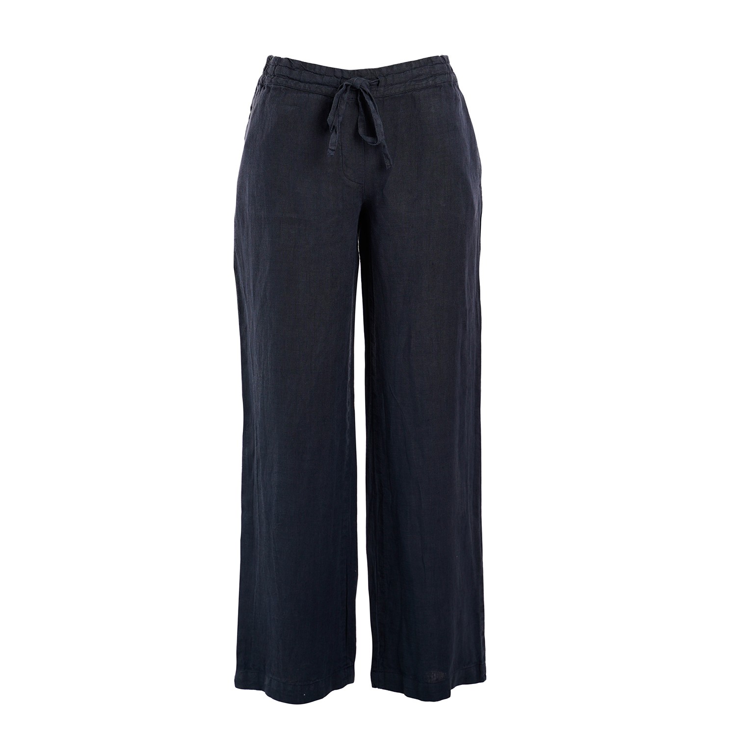 Haris Cotton Women's Solid Wide Legged Linen Pants - Blue Marine