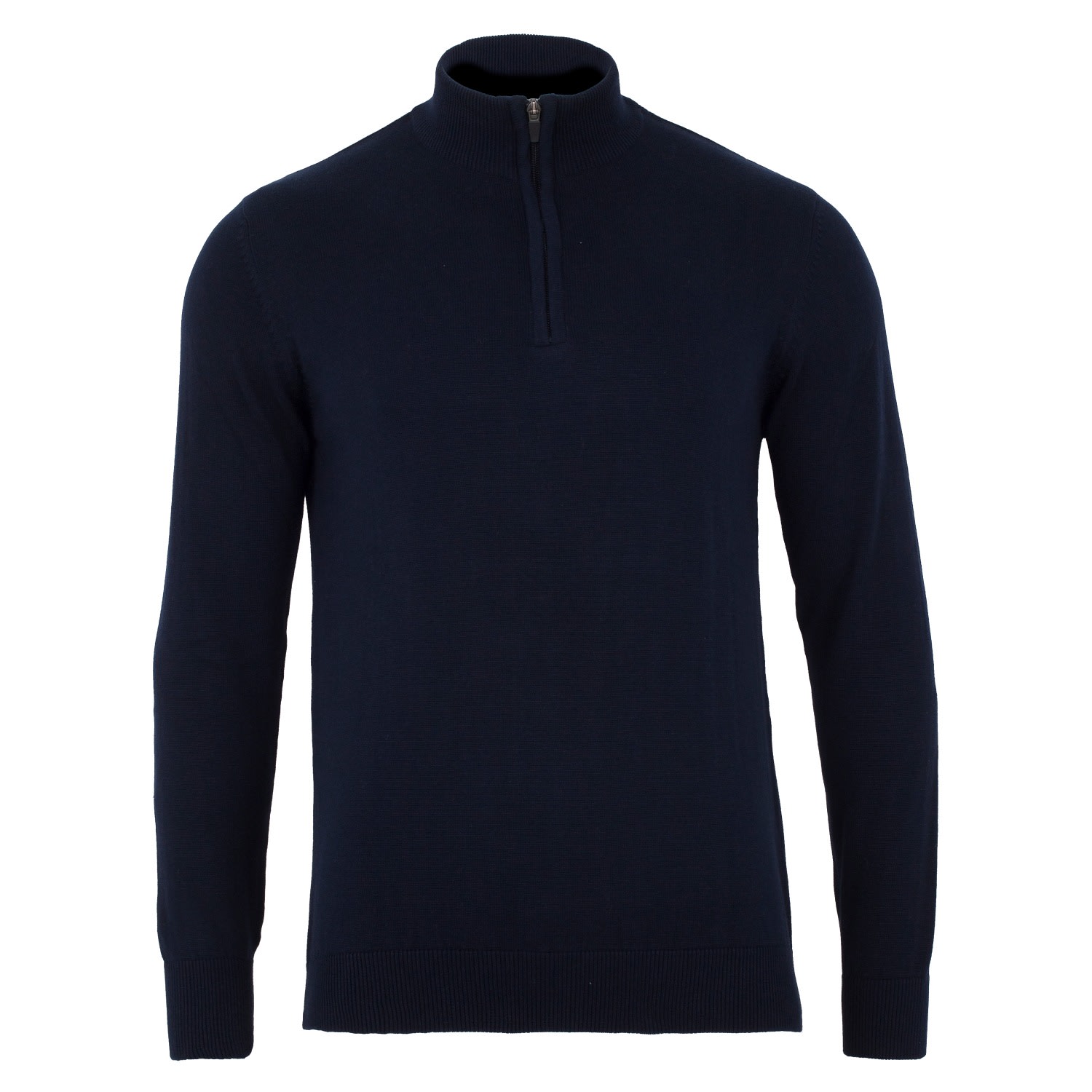 Blue Mens Lightweight Foster Cotton Zip Neck Jumper - Navy Small Paul James Knitwear