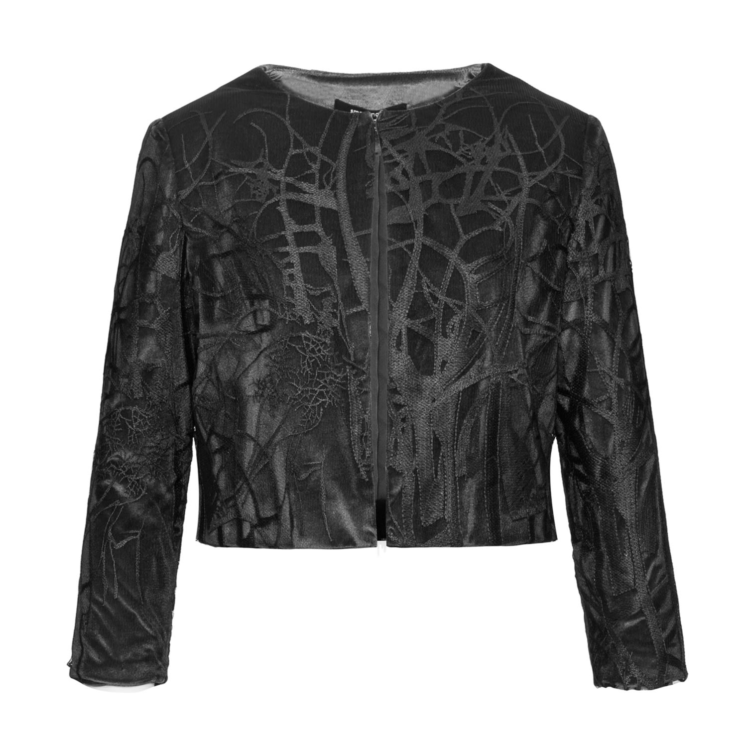 Smart And Joy Women's Black Lace & Velvet Cropped Jacket In Black