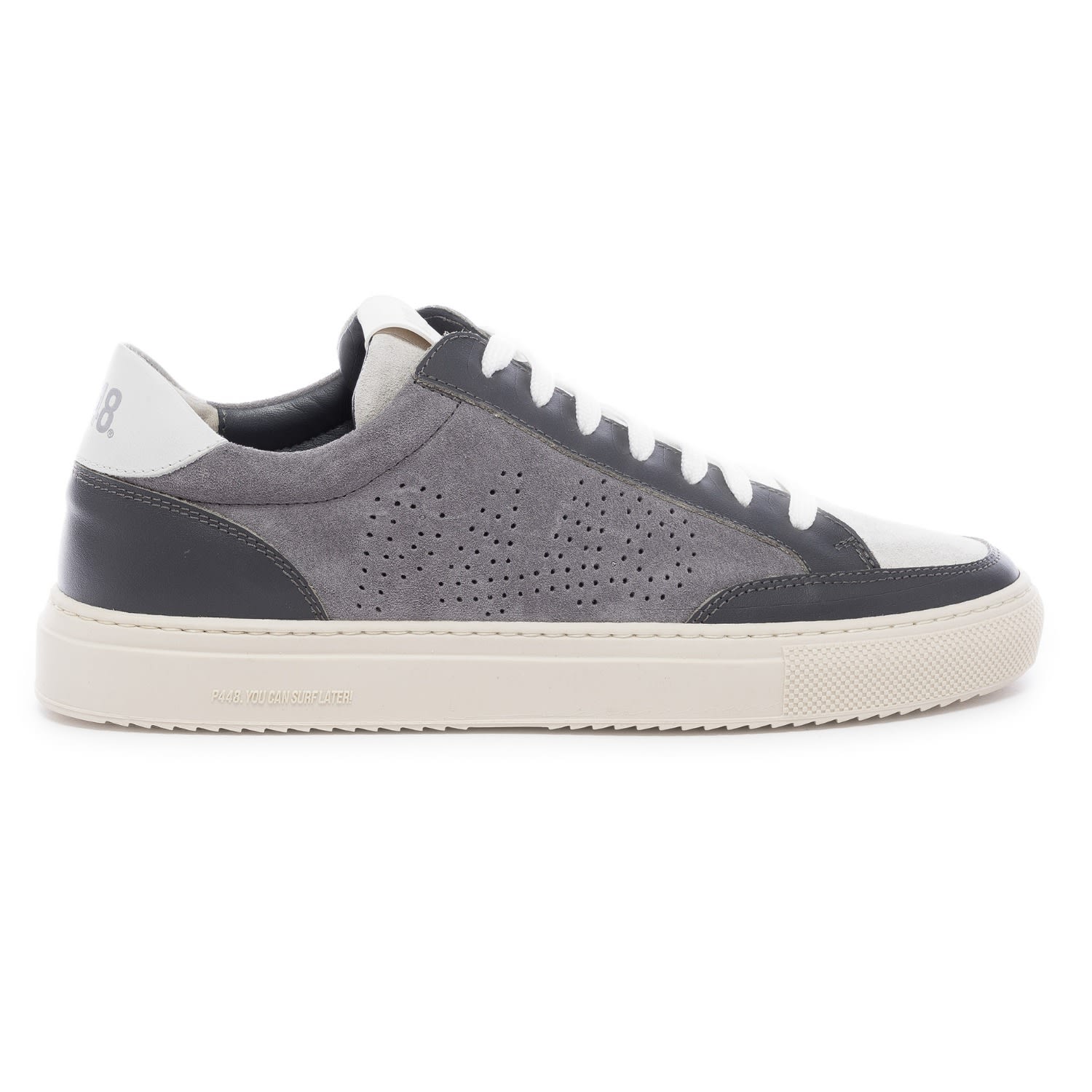 P448 Soho Perforated Suede Sneakers In Grey