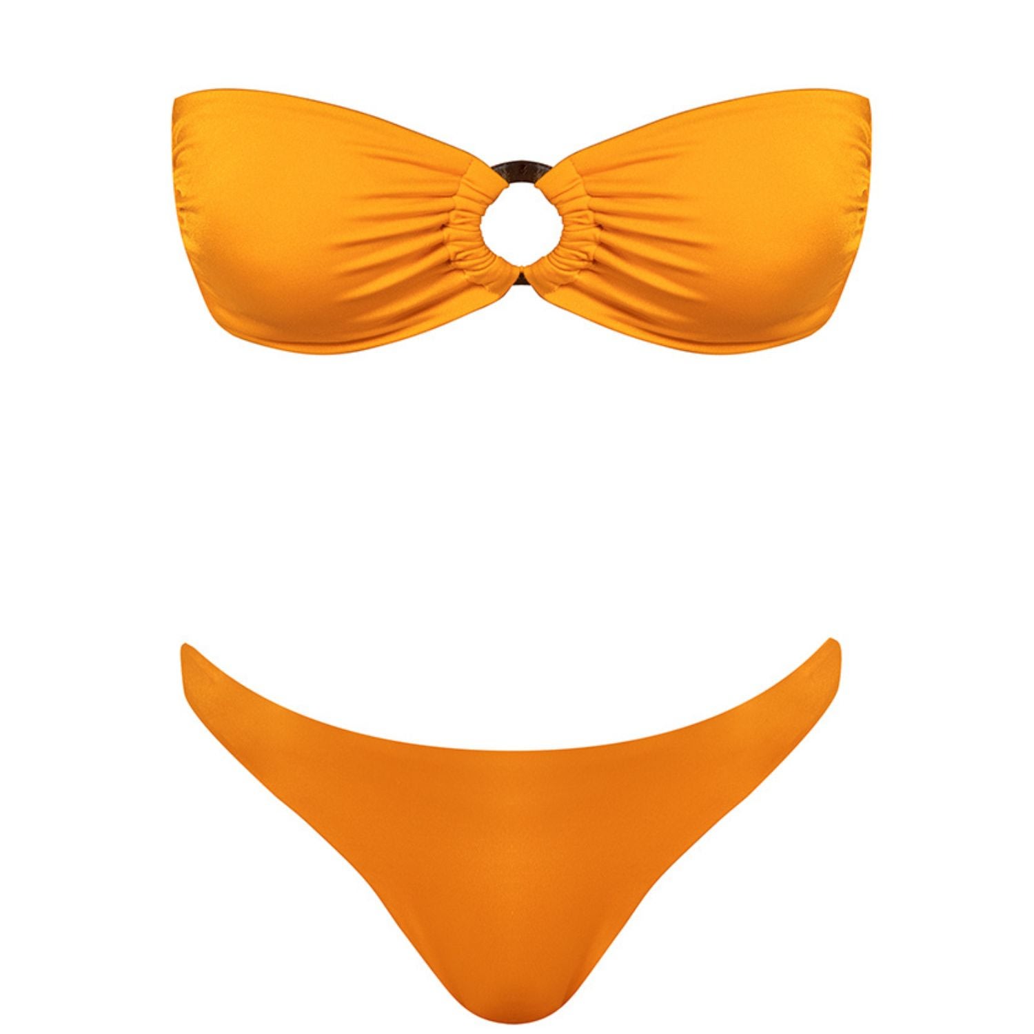 Cliche Reborn Women's Yellow / Orange Leyla Orange Bandeau Bikini Set With Ring Front