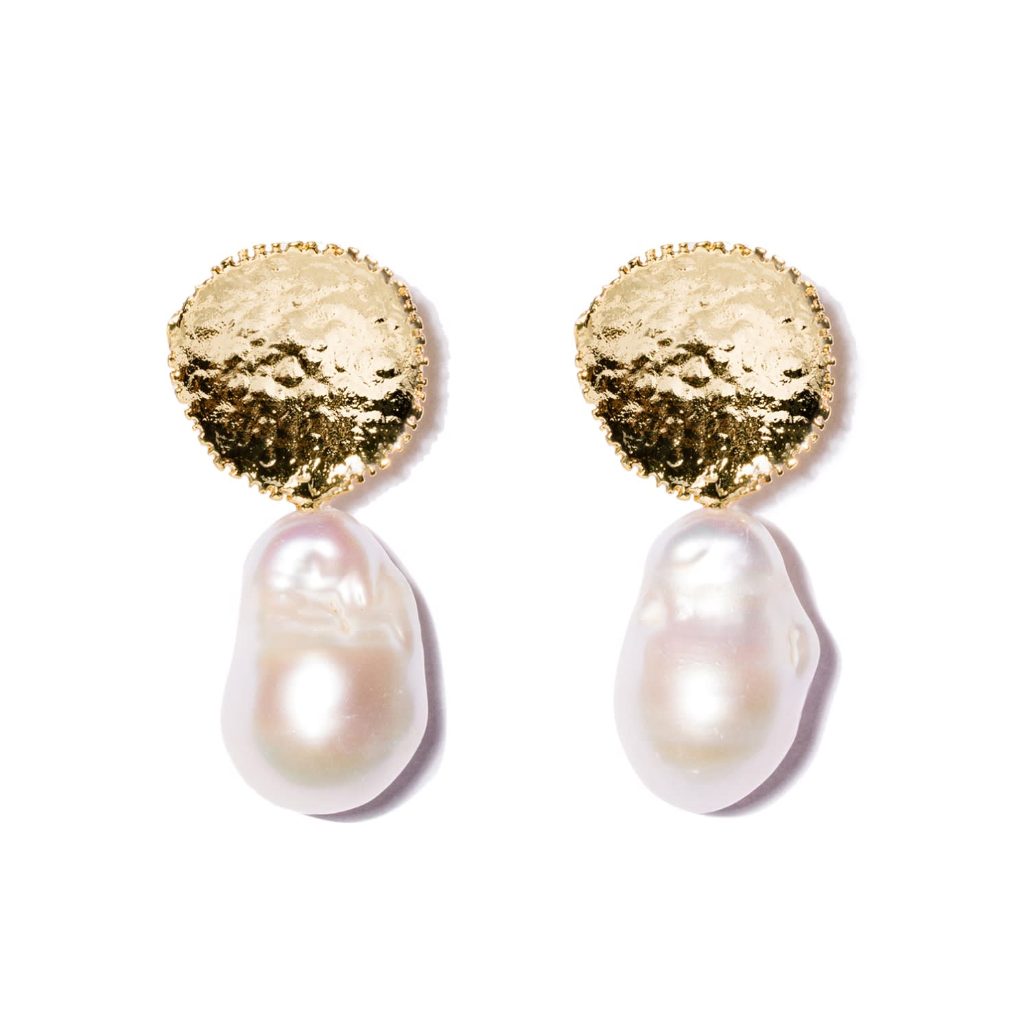 Kybele Studio Women's Gold / White Baroque Pearl Drop Earrings