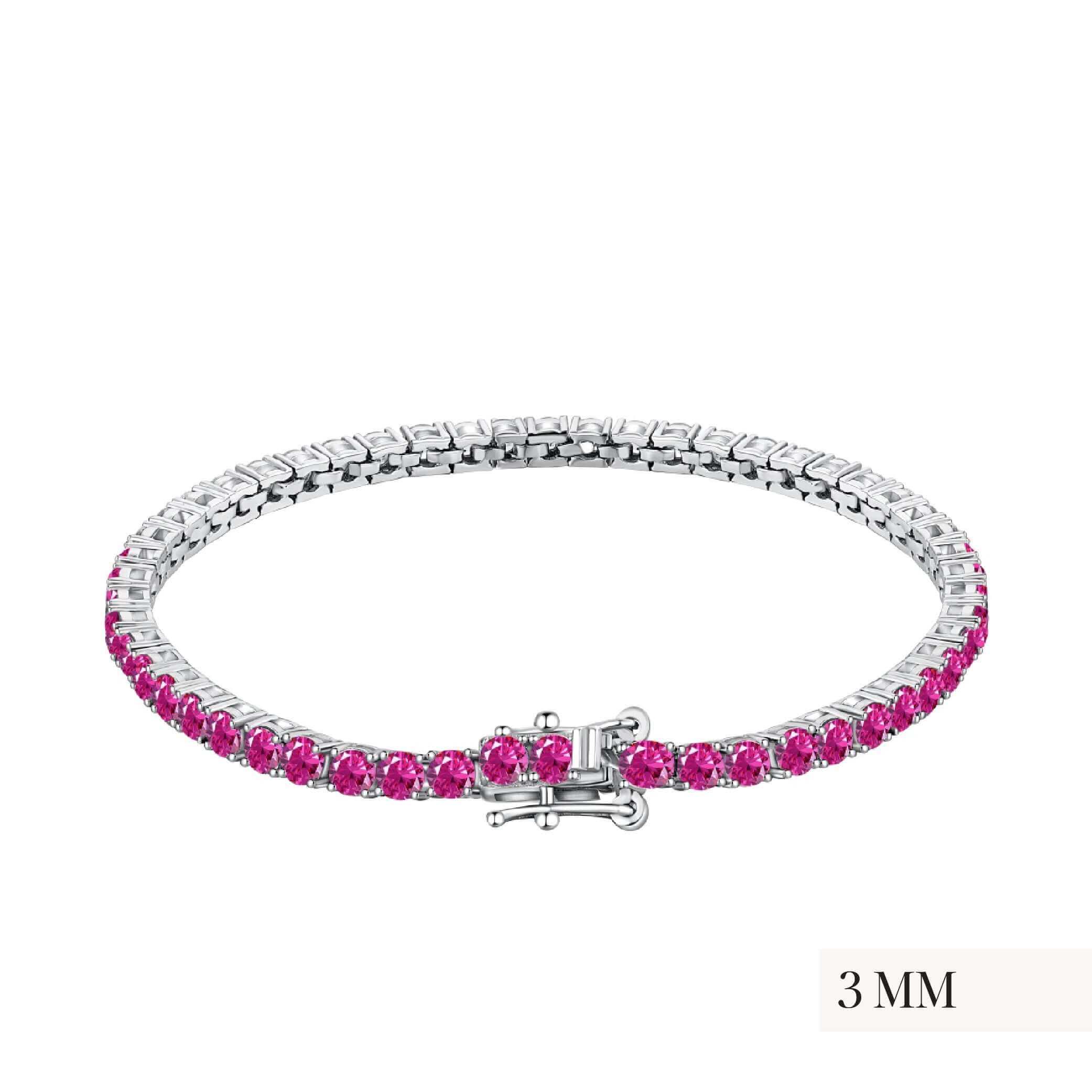Viviana Halil Women's Pink / Purple / Silver The Rosa Tenné Premium Zirconia Bracelet In Sterling Silver Size Thre