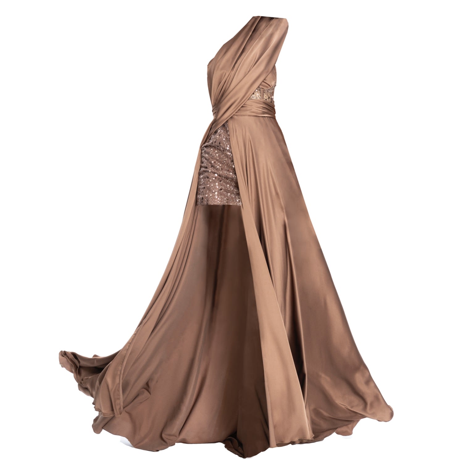 Angelika Jozefczyk Women's Neutrals / Brown Corset Satin Evening Gown Fabia Brown In Brown