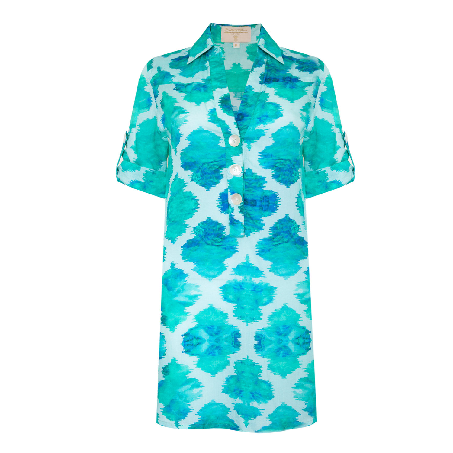 Women’s Blue / Green Jade Paradise Beach Shirt Medium Sophia Alexia