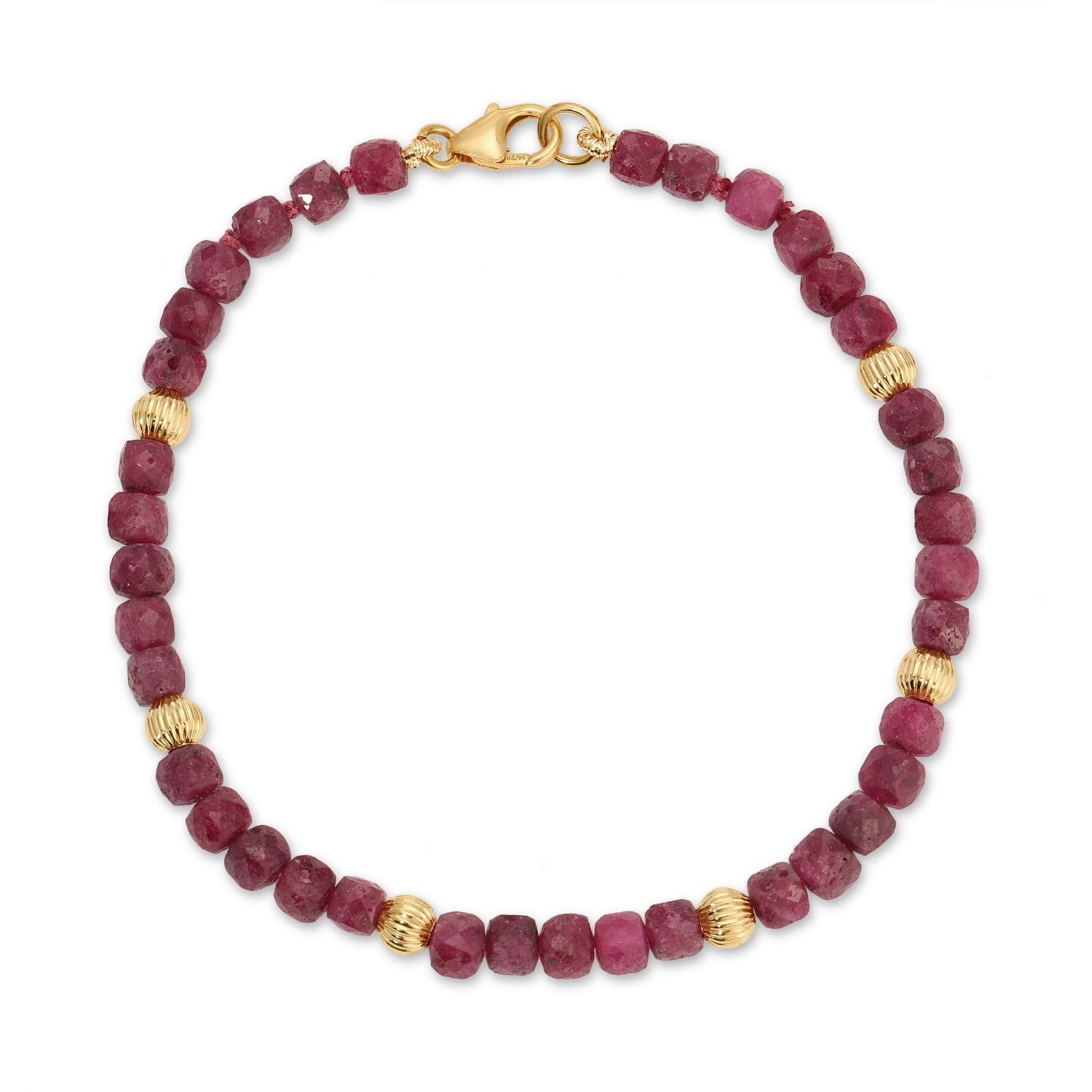 Atma Prema Women's Gold / Red Ruby Gold Bead Bracelet