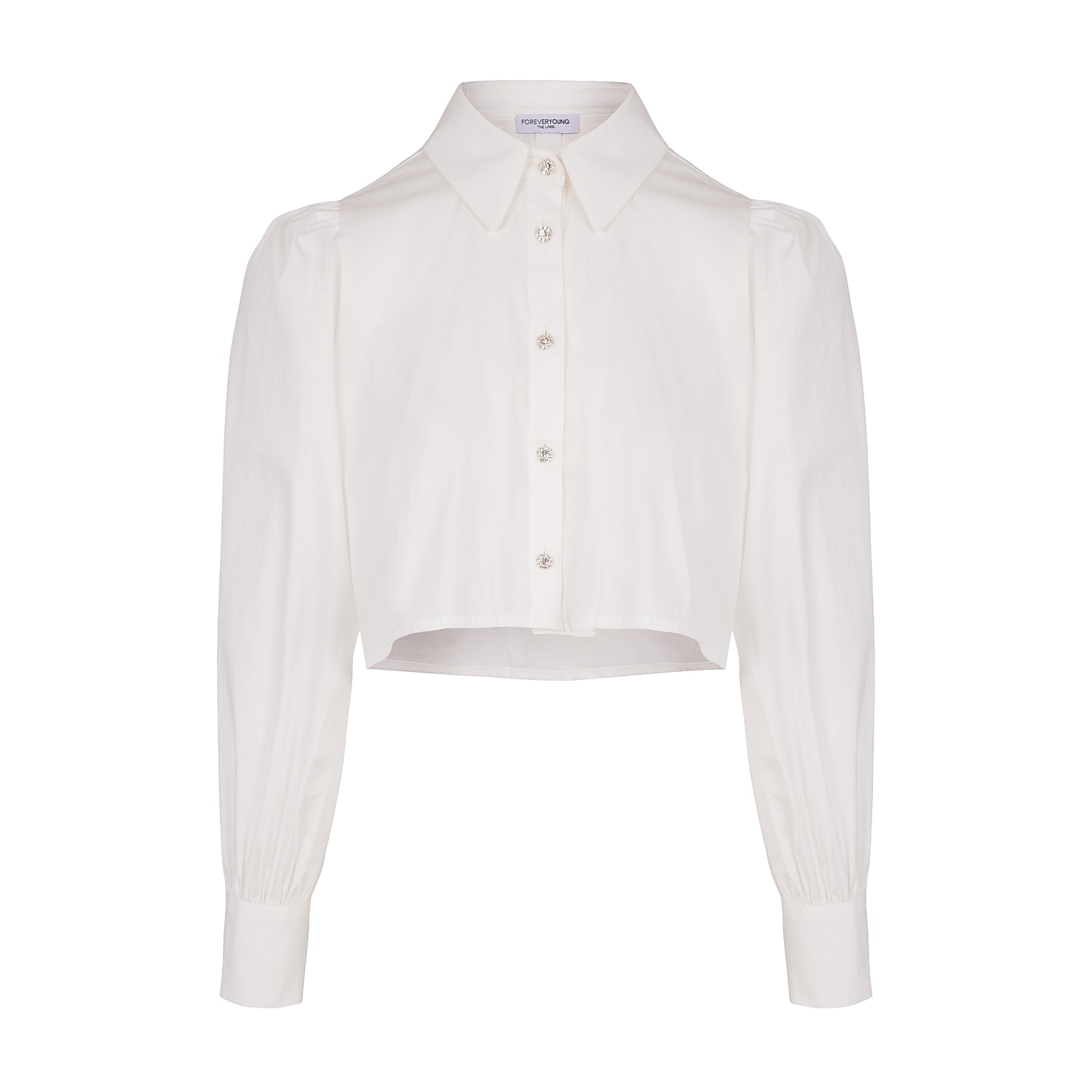 Women’s White Emma Embellished Poplin Cropped Shirt Large Forever Young the Label