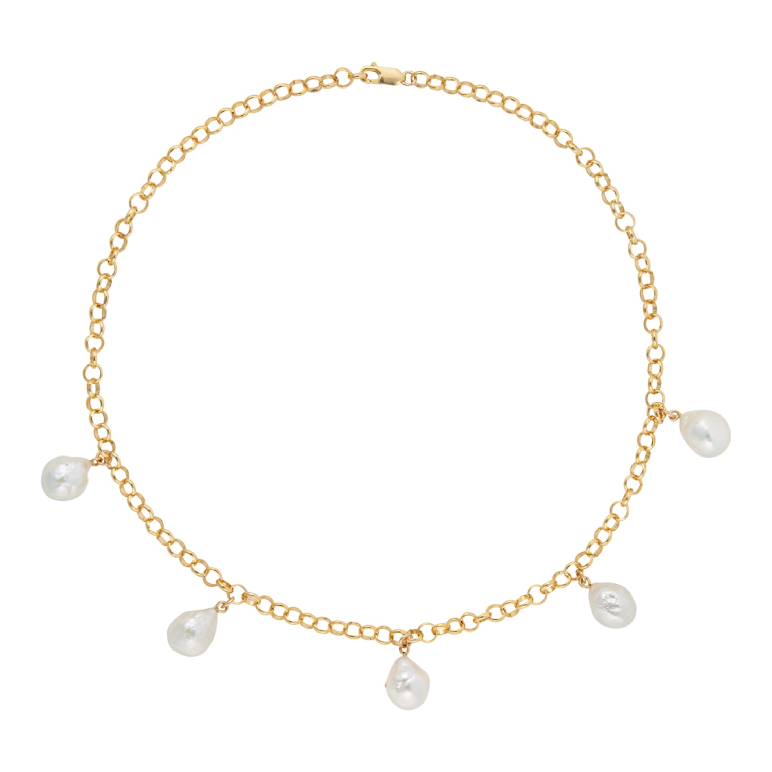 Ora Pearls Women's Gold / White Aelia Baroque Pearl Chain Necklace-gold In Multi