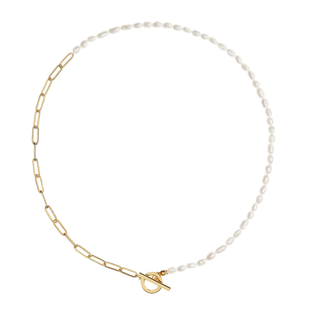 Amadeus Women's Gold / White Alba Mixed White Pearls & Gold Chain Necklace In Green