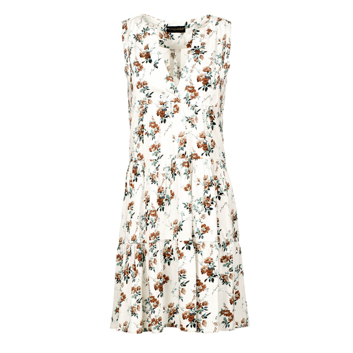 Women’s Neutrals Sleeveless Ecru Floral A Line Dress Small Conquista