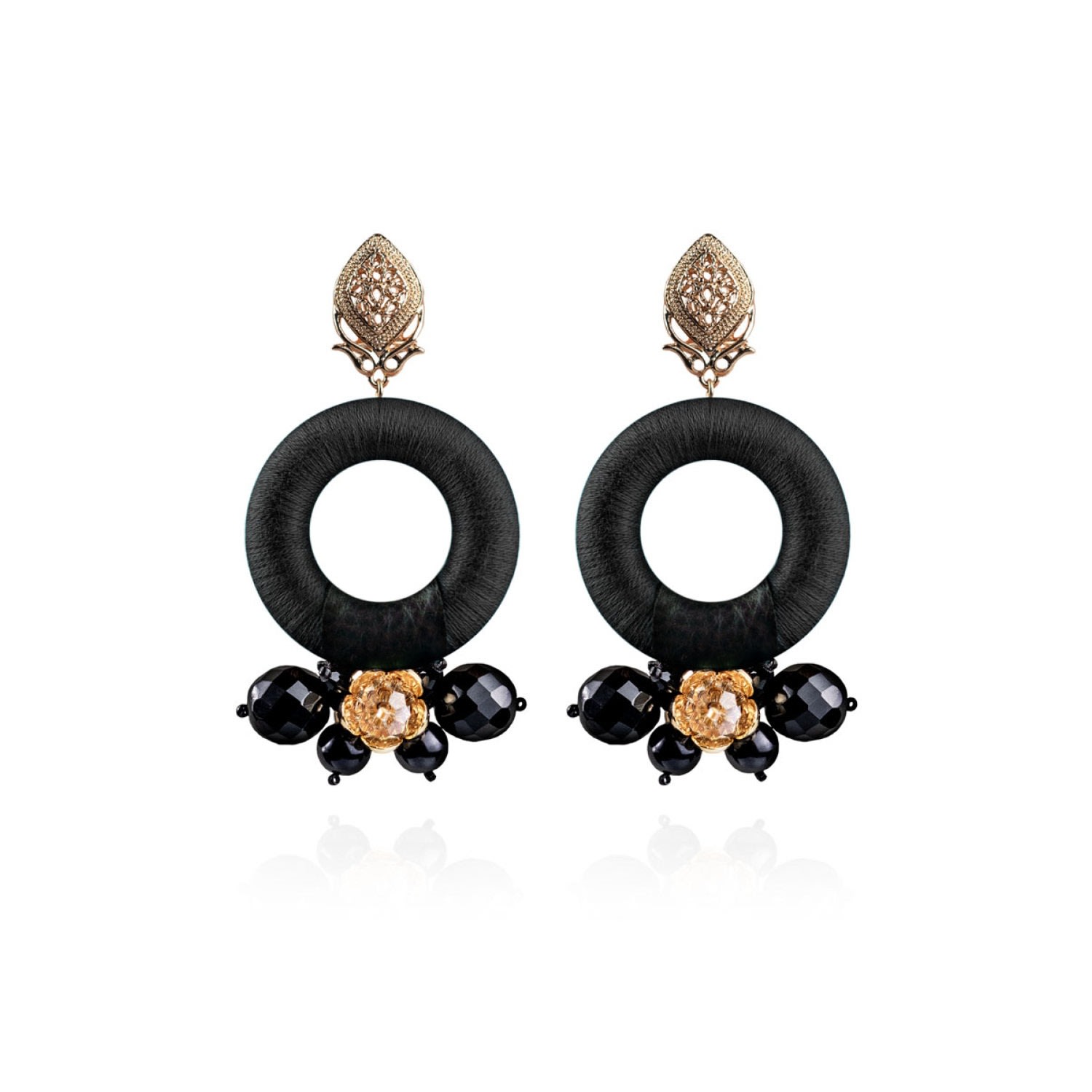 Women’s Gold / Black Daphne Earrings In Sable Noir Saule Label