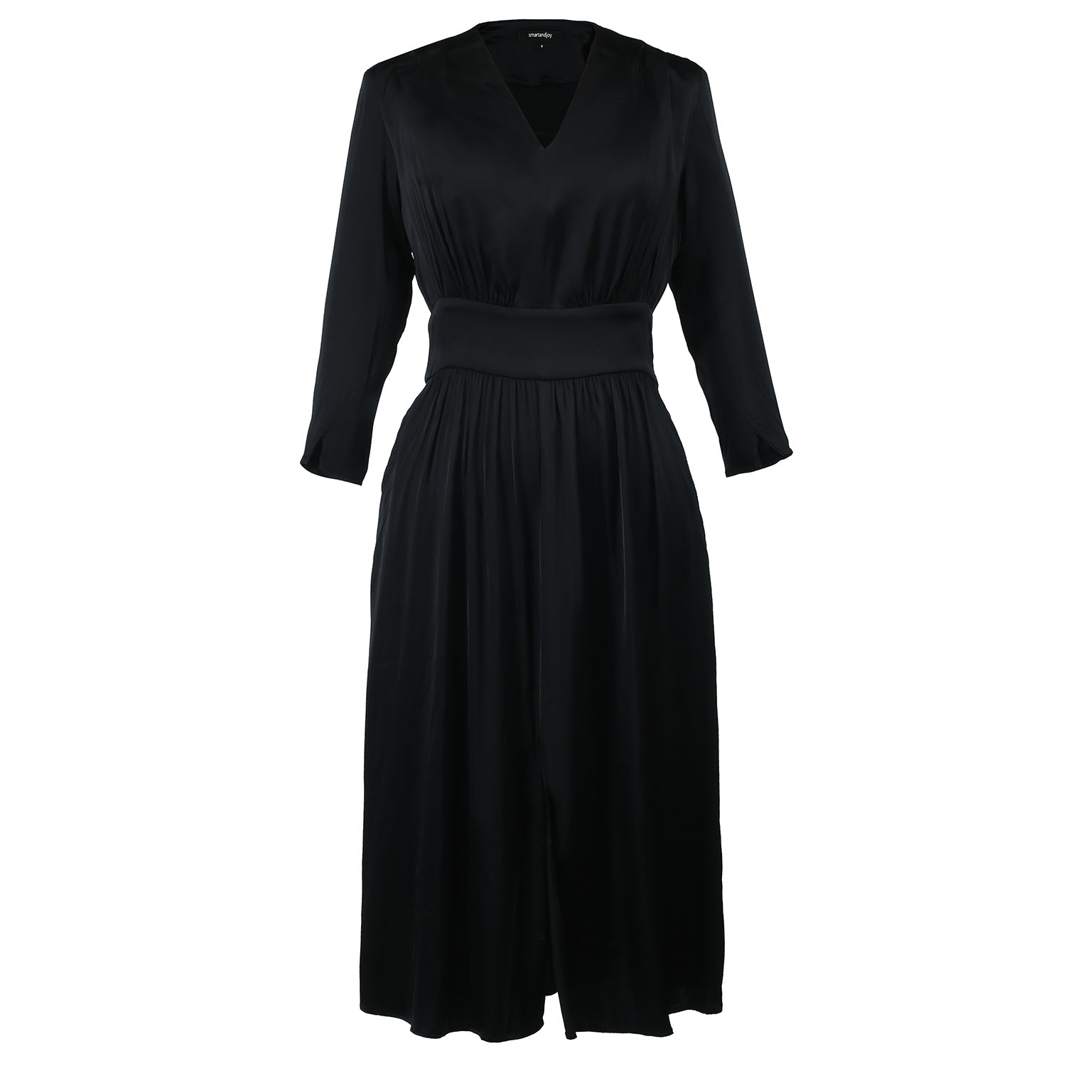 Smart And Joy Women's Fit-and-flare Satin And Jacquard Dress - Black In Black