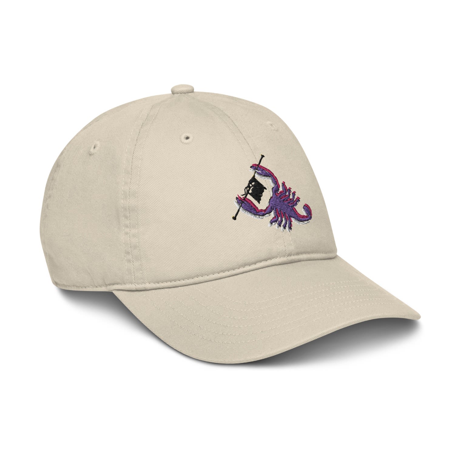 Anchor & Crew Neutrals Oyster Scorpion Knittin' Up In The Wild Organic Cotton Embroidered Baseball Cap - Women