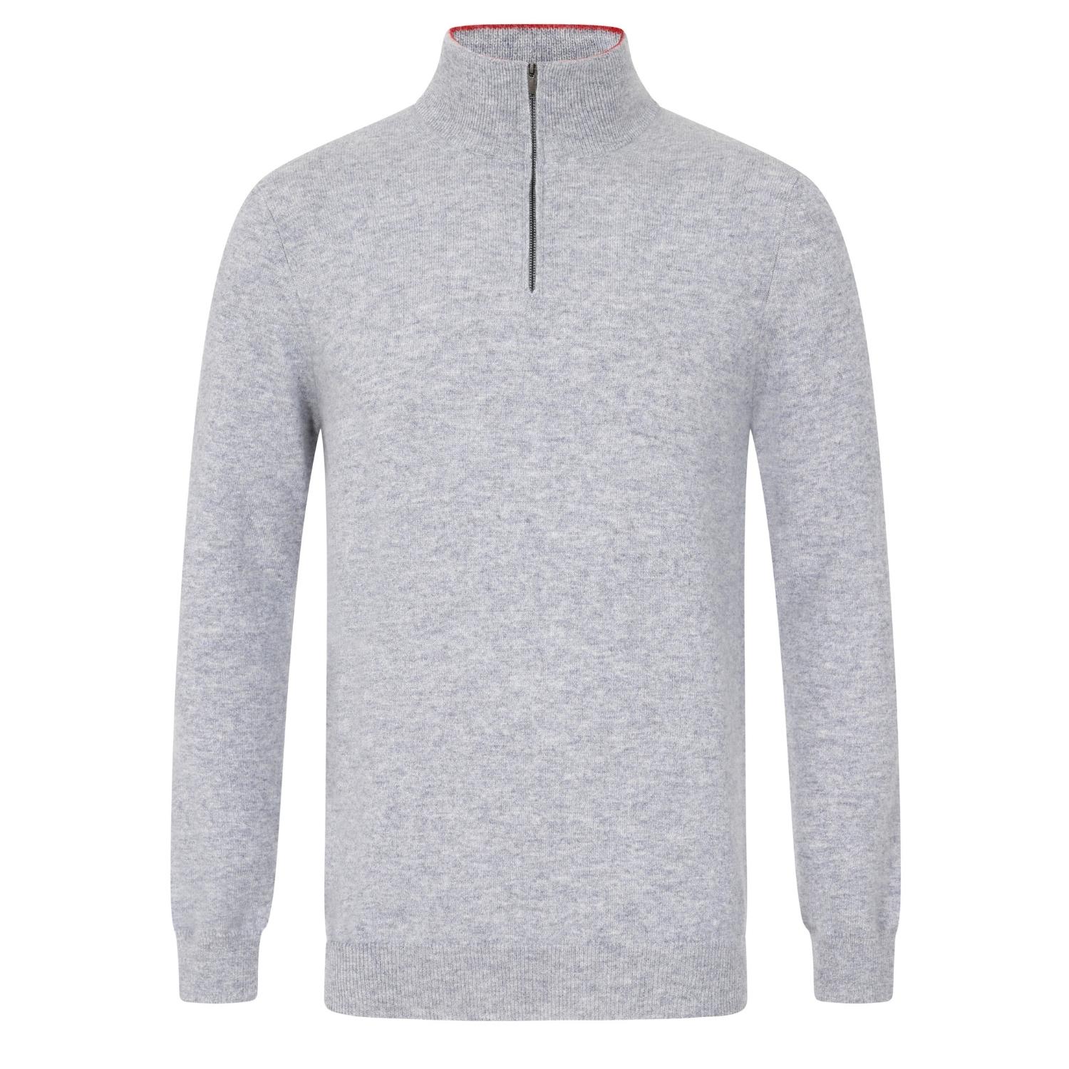 Loop Cashmere Mens Cashmere Half Zip Sweater In Quarry Grey In Grey