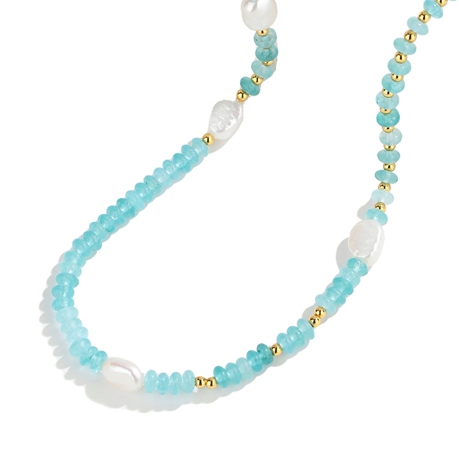 Women’s Blue Venus Amazonite Crystal & Pearl Necklace Classicharms