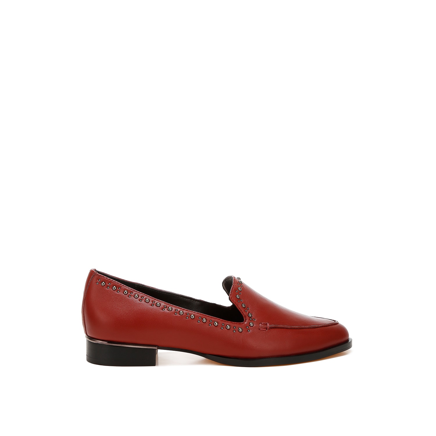 Rag & Co Women's Red Wolferton Delicate Stud Detail Leather Loafers In Burgundy In Red