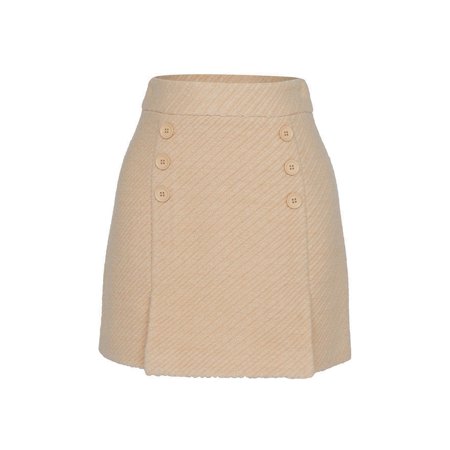 Women’s Brown Button Detailed Beige Mini Tweed Skirt Xxs Rue Les Createurs